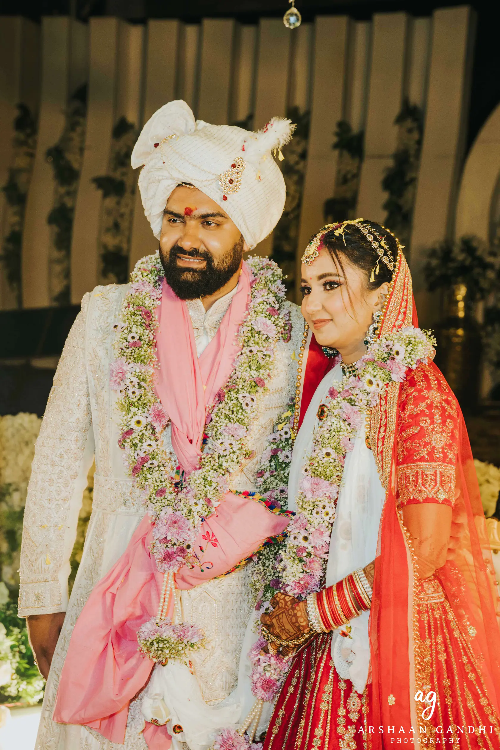 Adarsh and Mallika photographed together during their wedding day