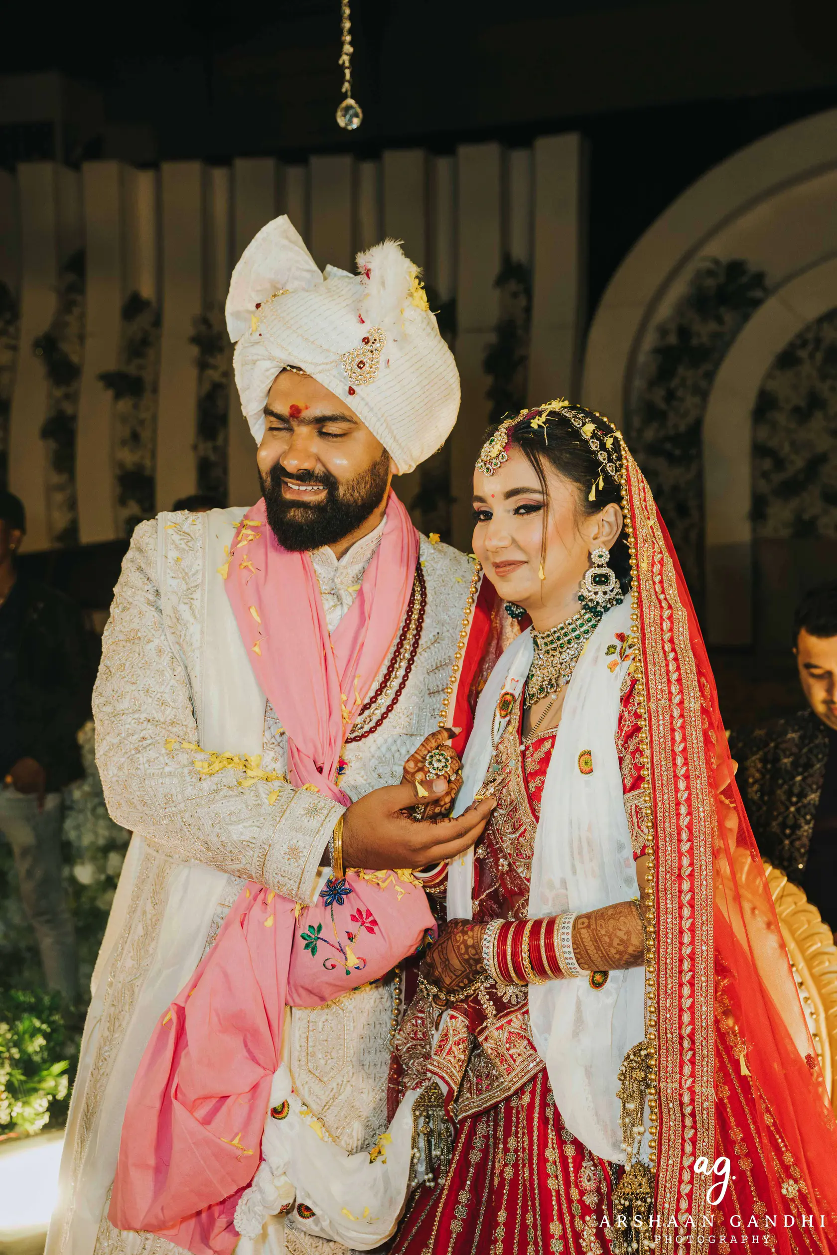 Adarsh and Mallika photographed together during their wedding day