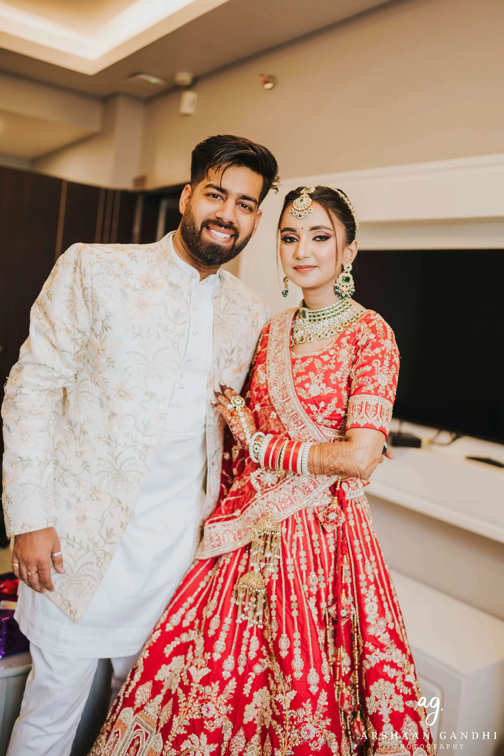 Adarsh and Mallika photographed together during their wedding day