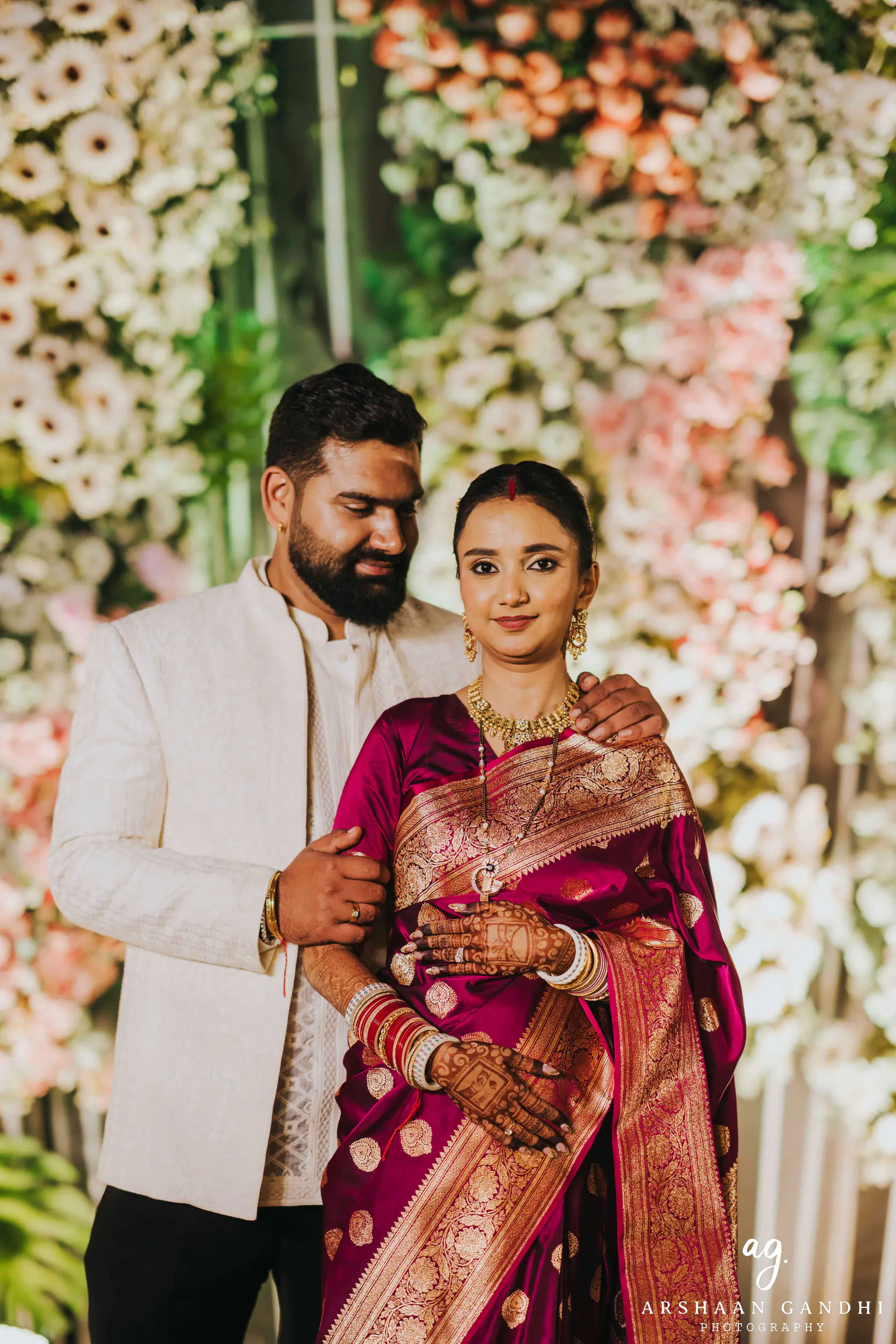 Adarsh and Mallika photographed together during their wedding day