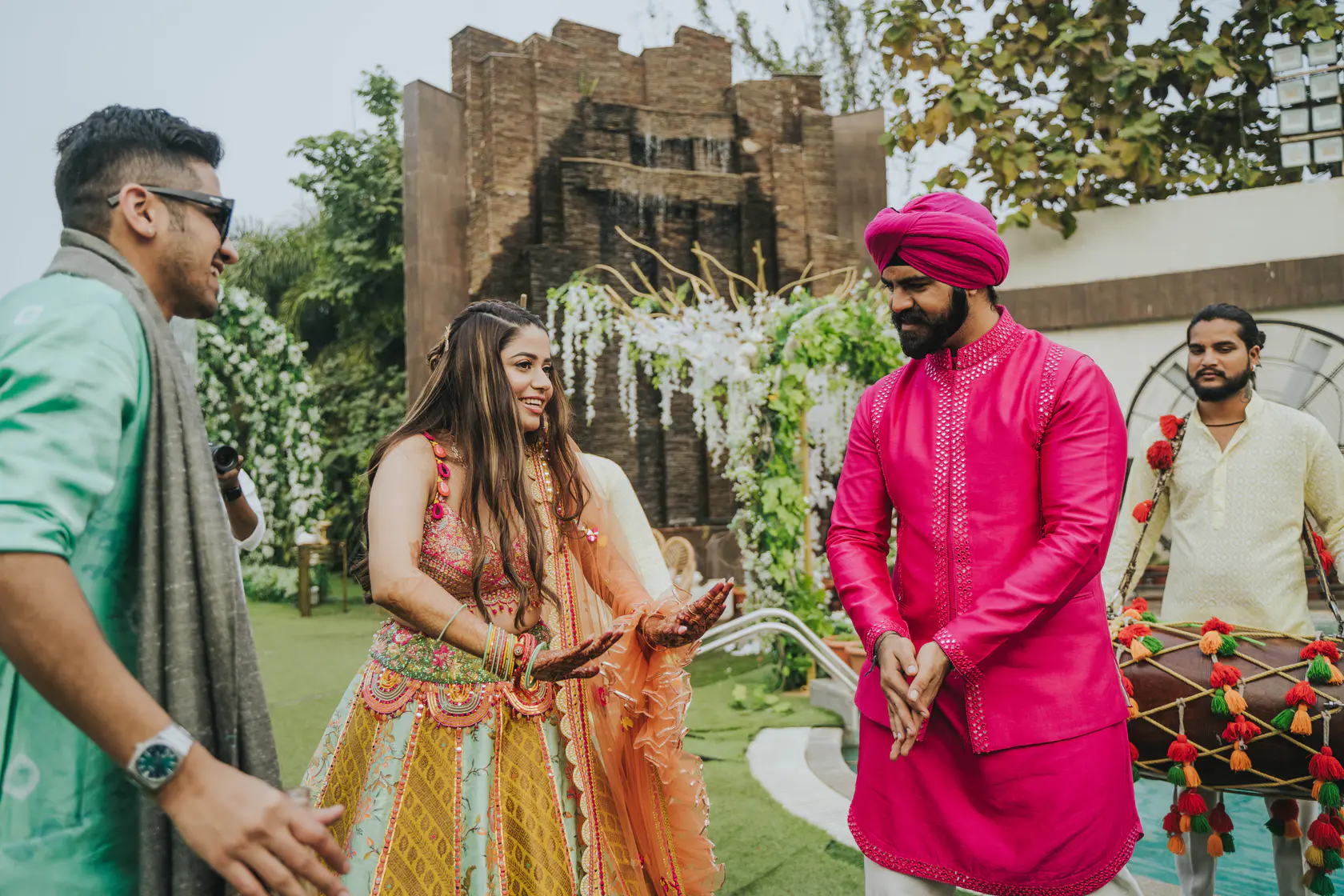 Indraneel and Sanchita photographed together during their paath & mehendi
