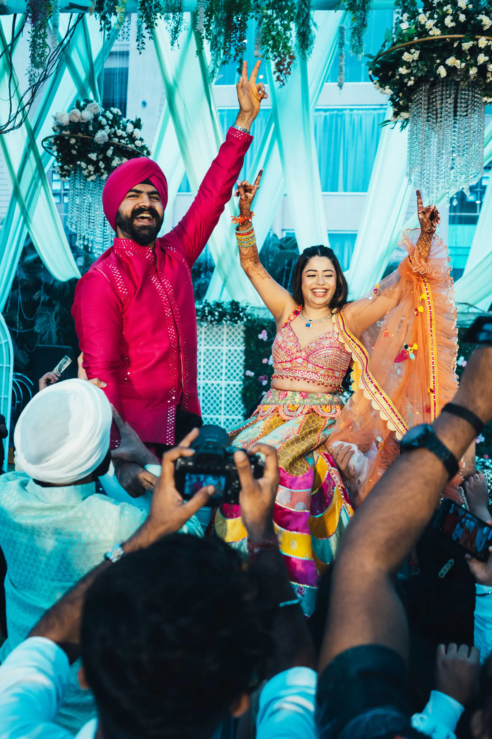 Indraneel and Sanchita photographed together during their paath & mehendi
