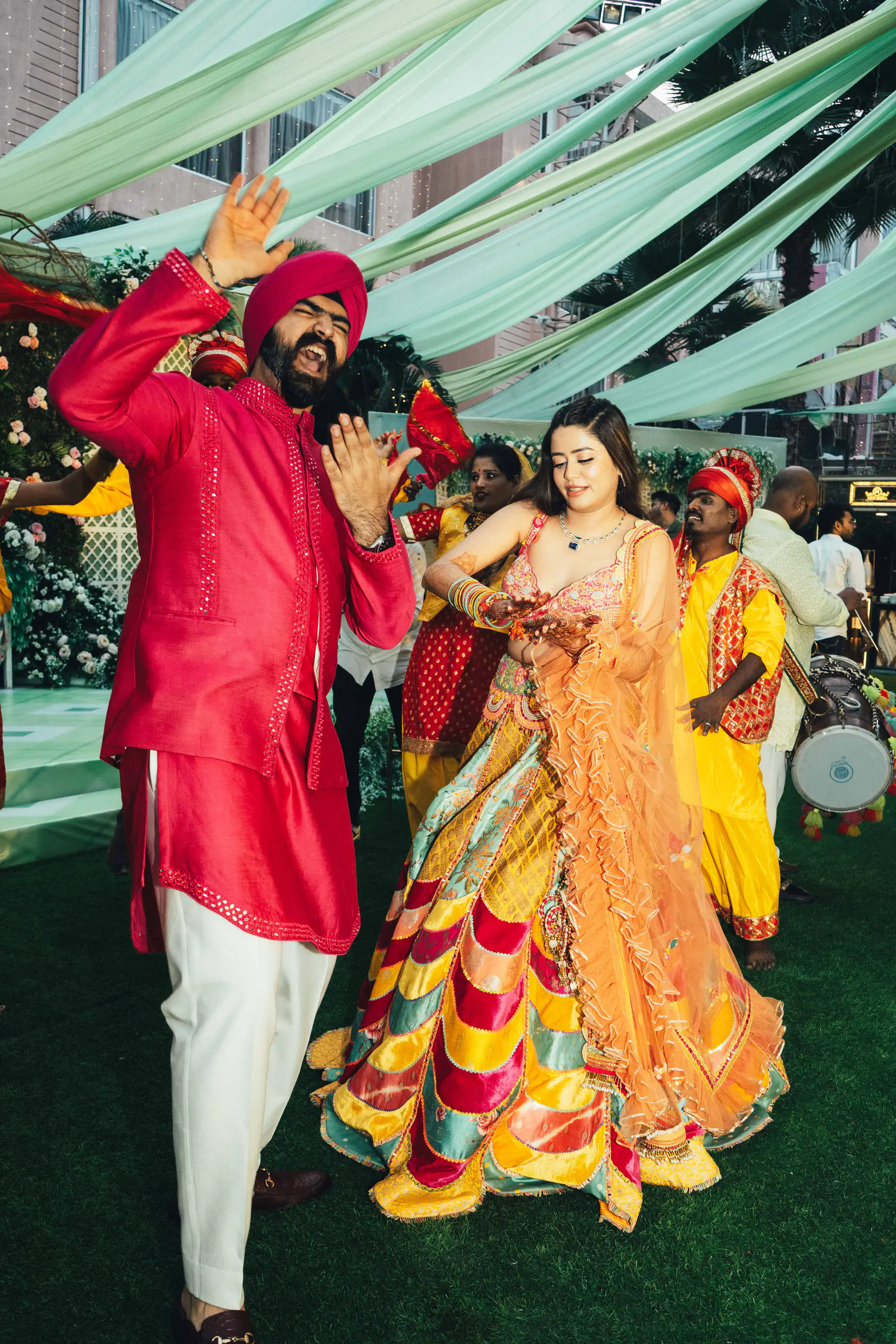 Indraneel and Sanchita photographed together during their paath & mehendi
