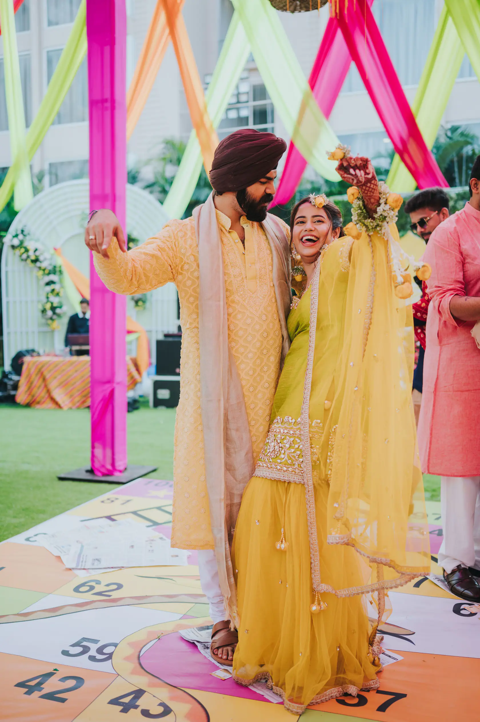 Indraneel and Sanchita photographed together during their haldi