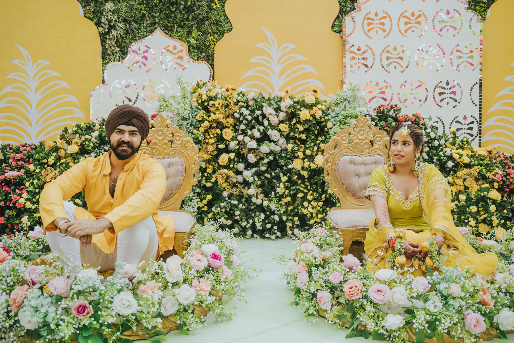 Indraneel and Sanchita photographed together during their haldi