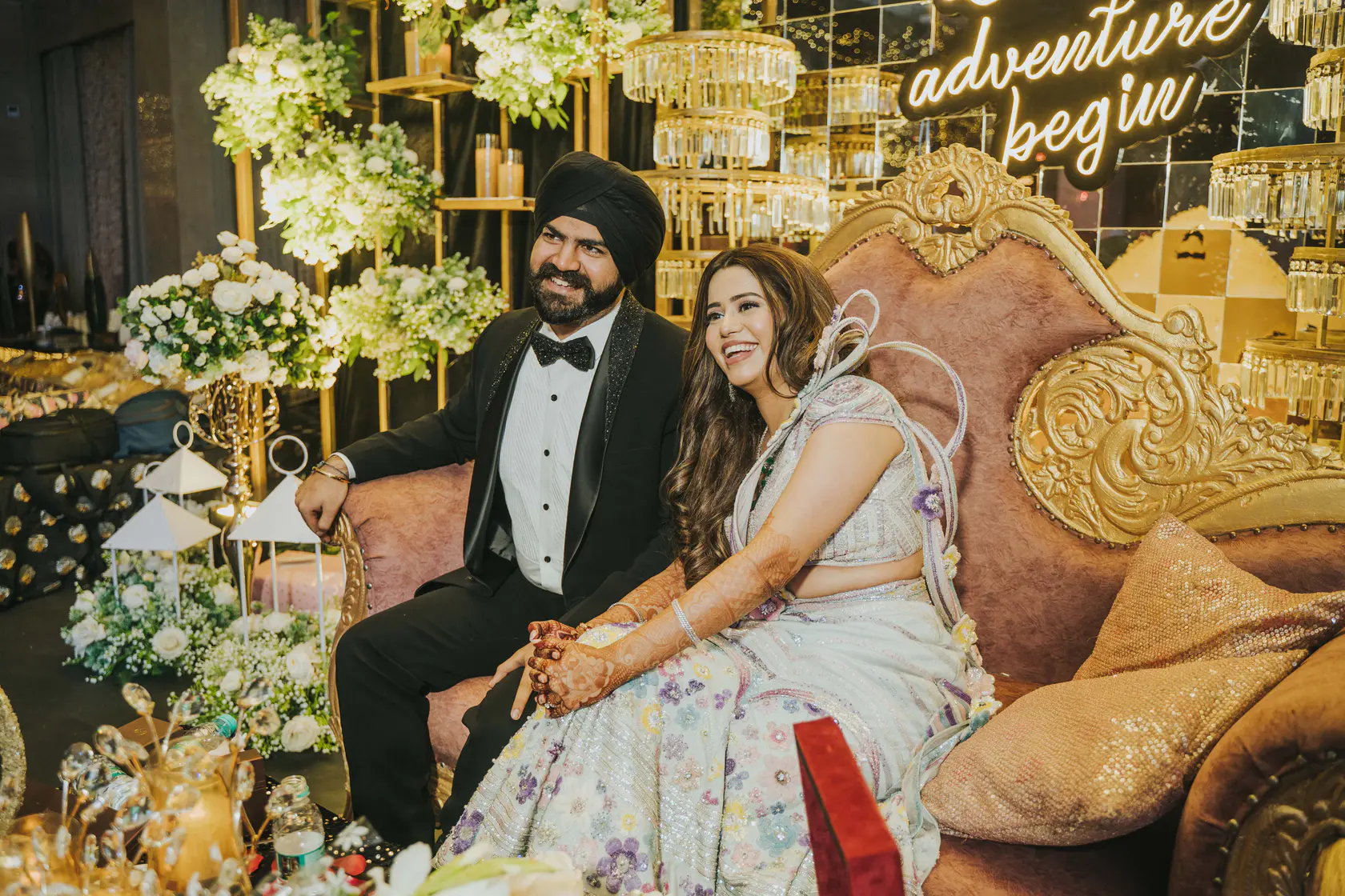 Indraneel and Sanchita photographed together during their cocktail