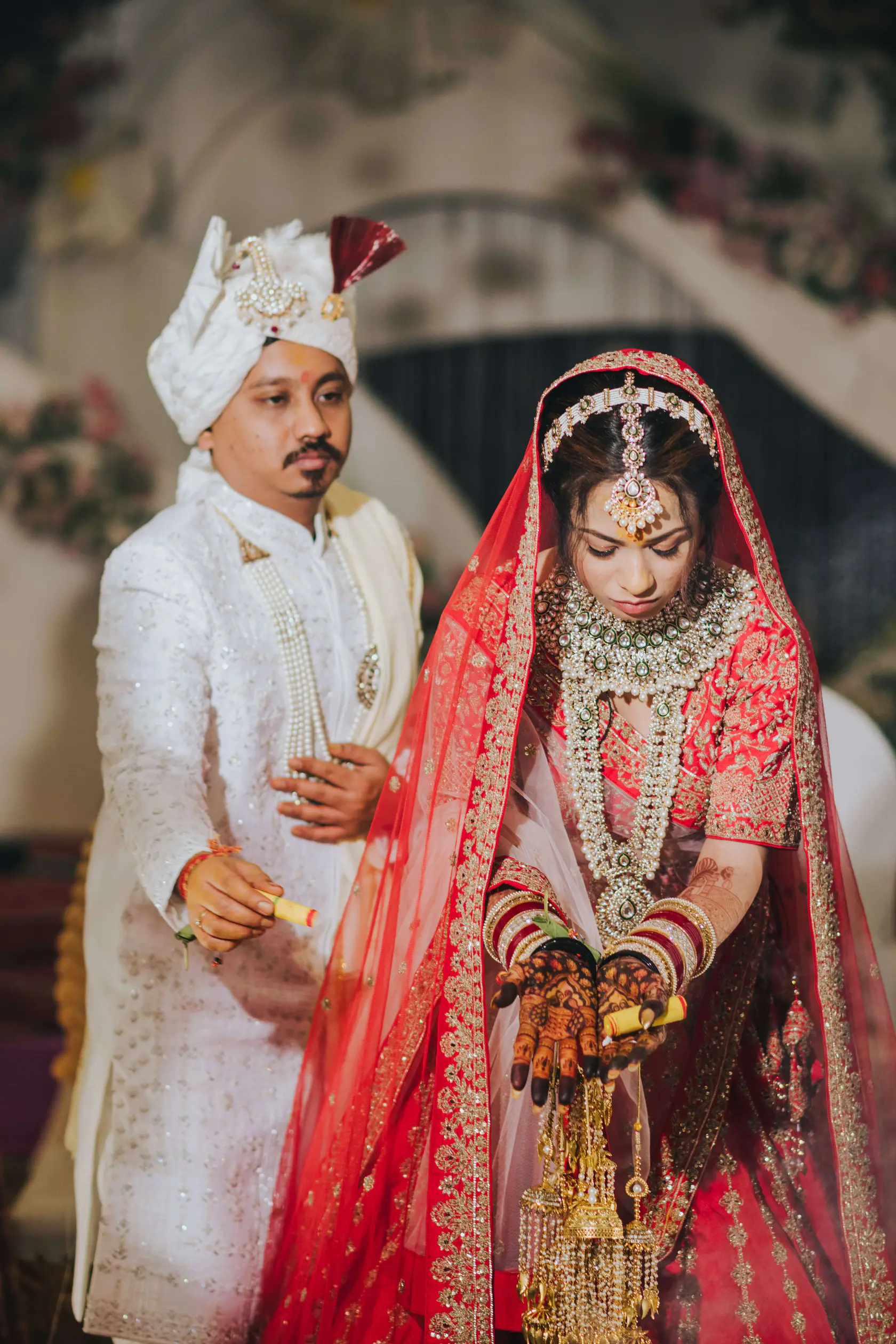 Navankur and Aishwarya photographed together during their wedding ceremony