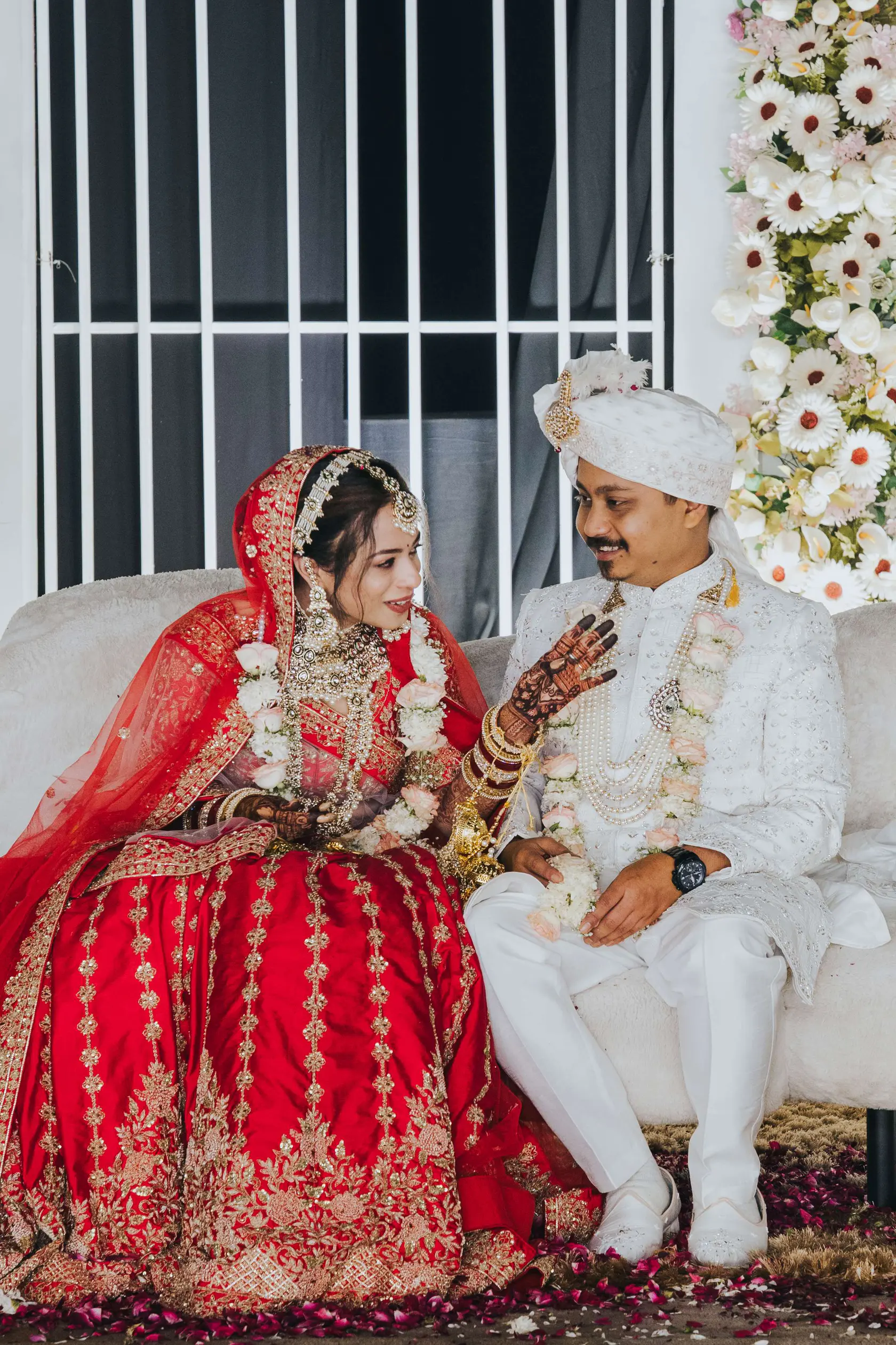 Navankur and Aishwarya photographed together during their wedding ceremony