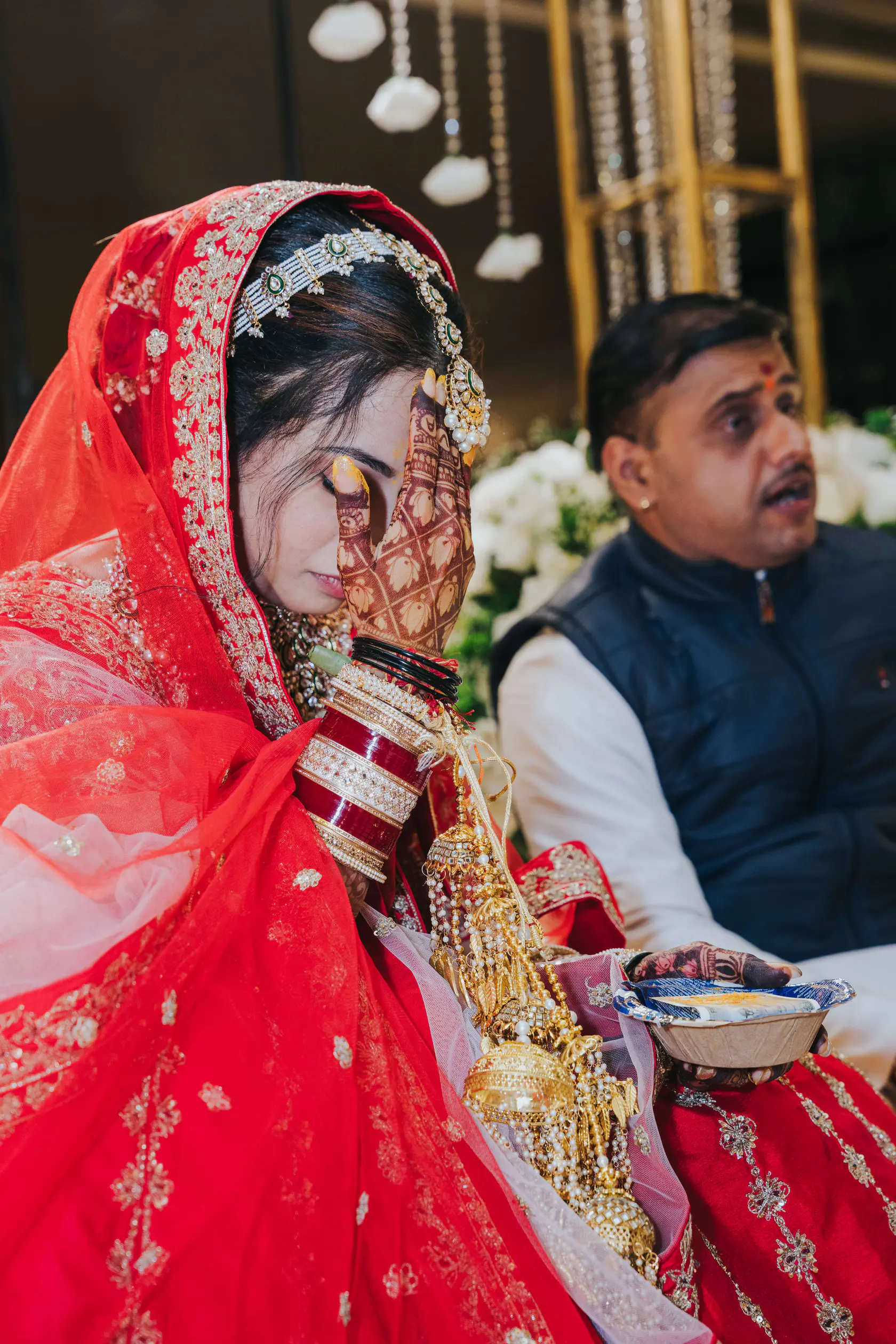 Navankur and Aishwarya photographed together during their wedding ceremony