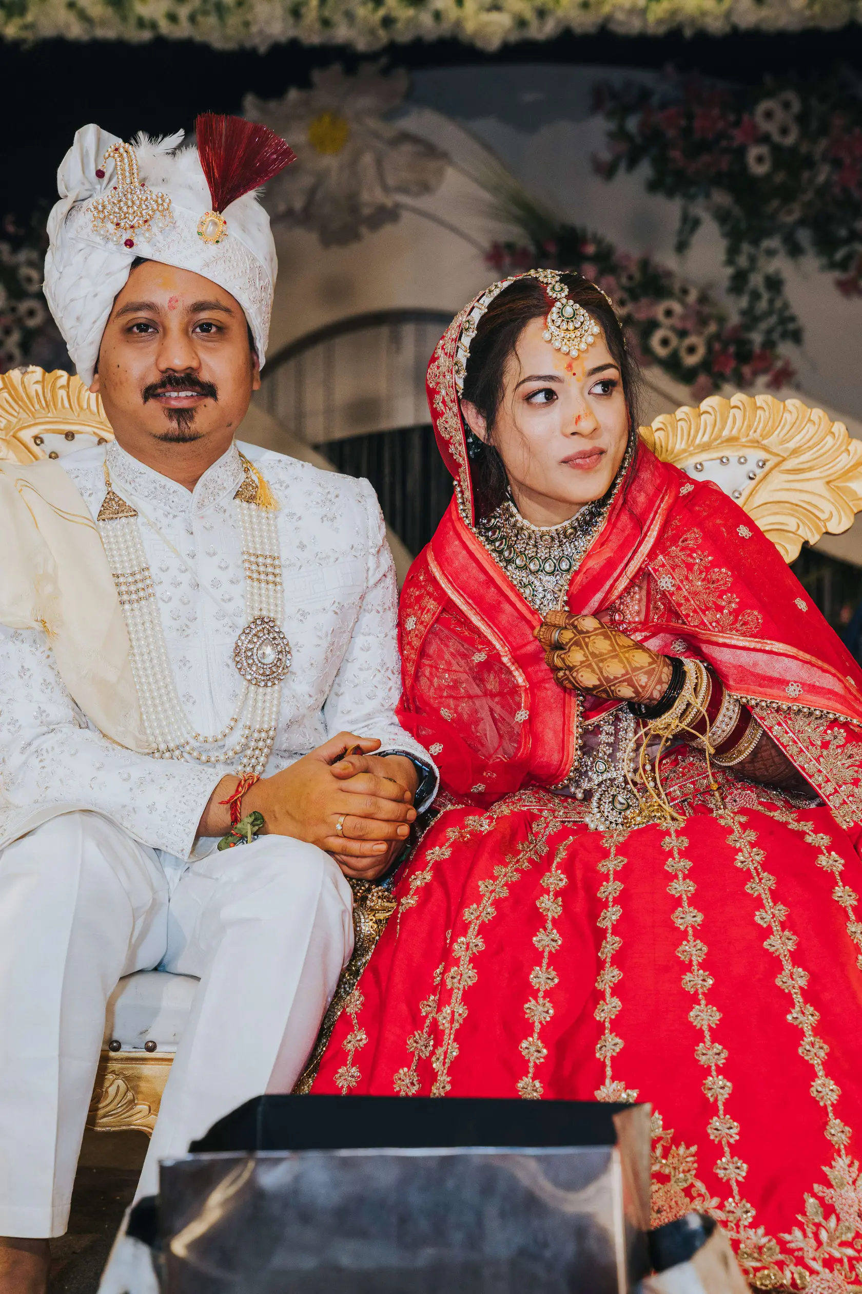Navankur and Aishwarya photographed together during their wedding ceremony