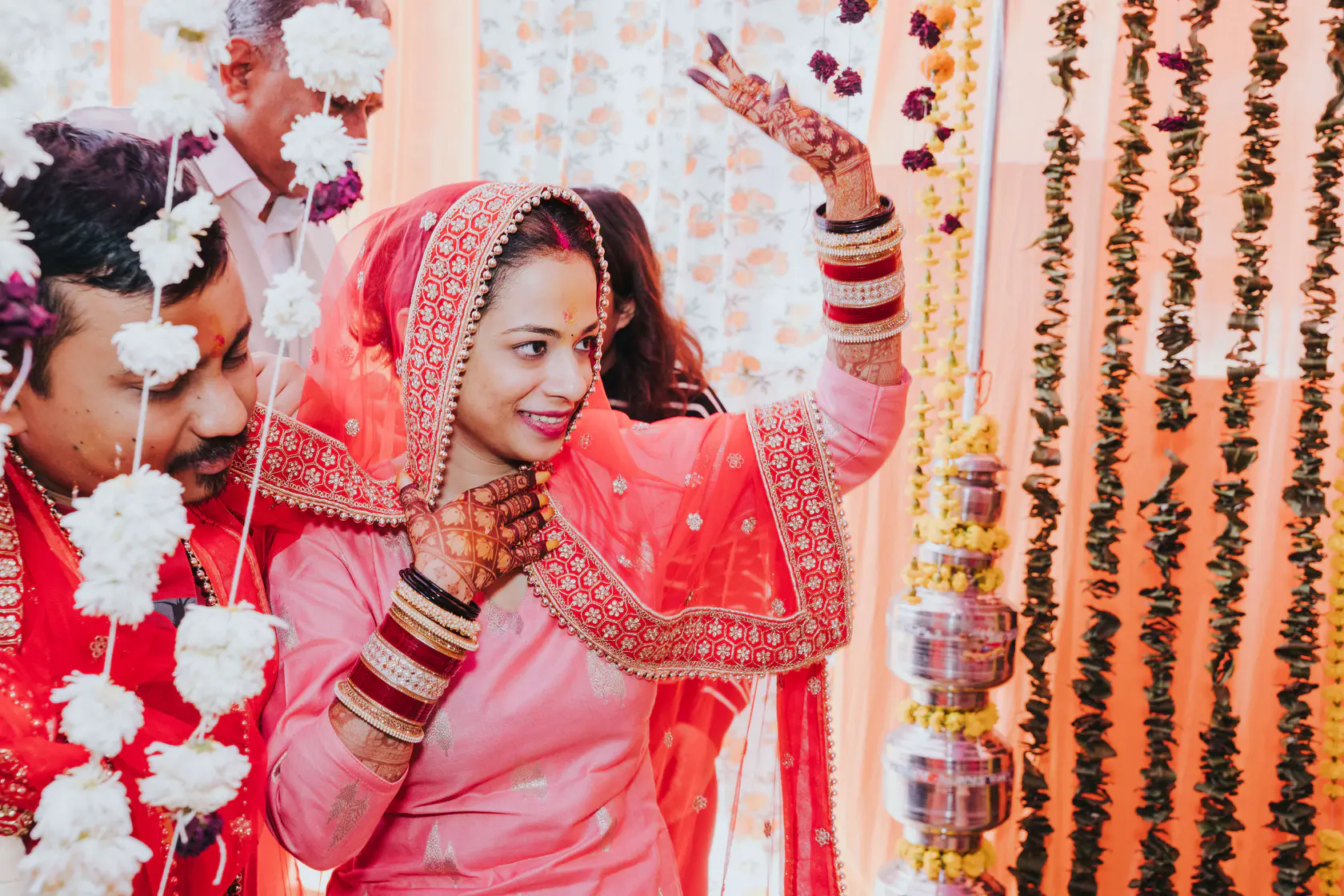 Navankur and Aishwarya photographed together during their wedding ceremony