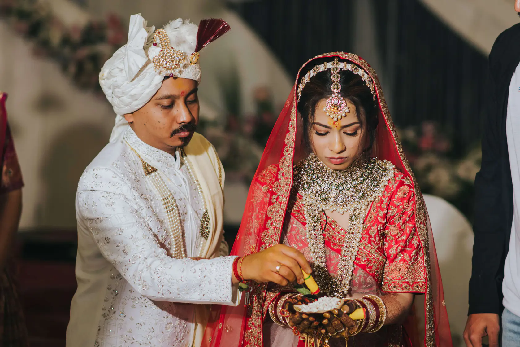 Navankur and Aishwarya photographed together during their wedding ceremony