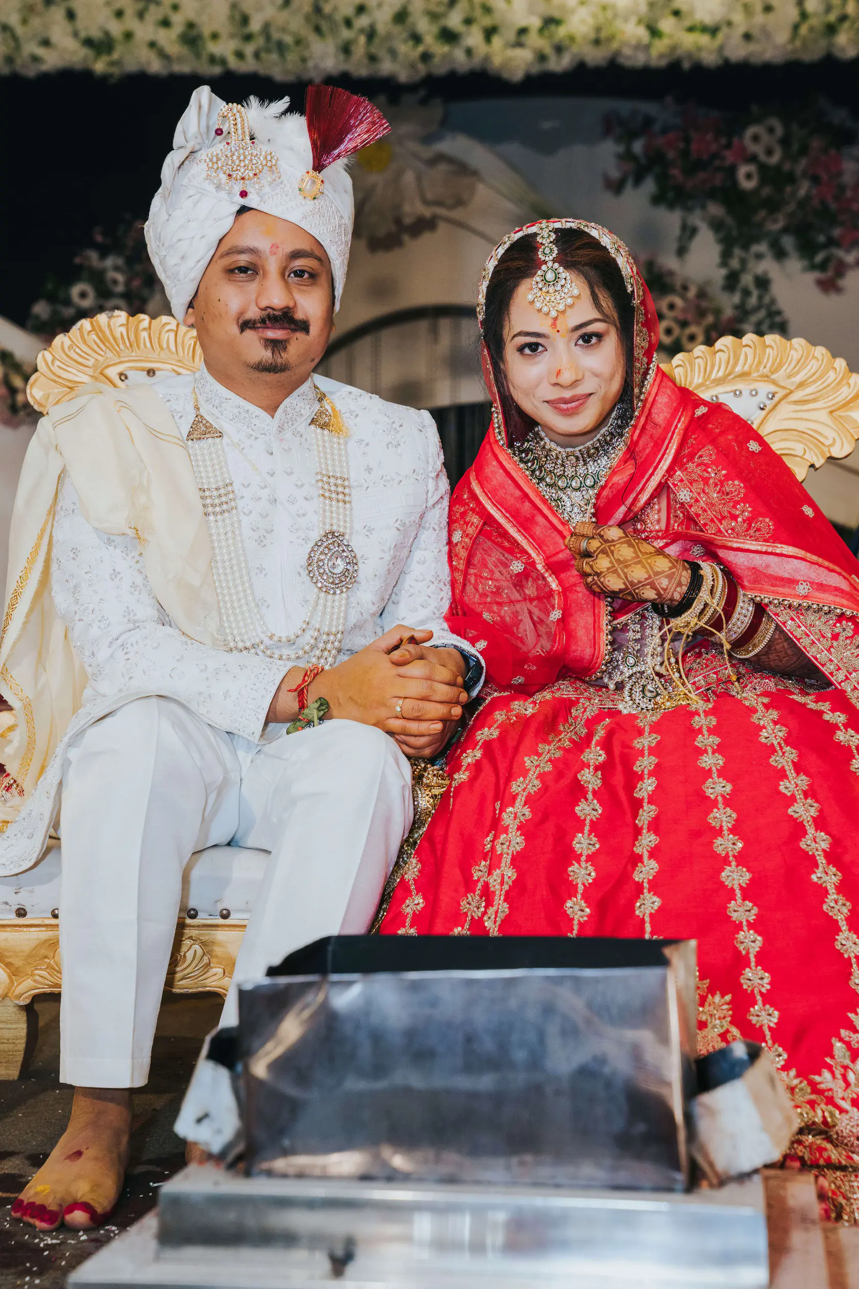 Navankur and Aishwarya photographed together during their wedding ceremony