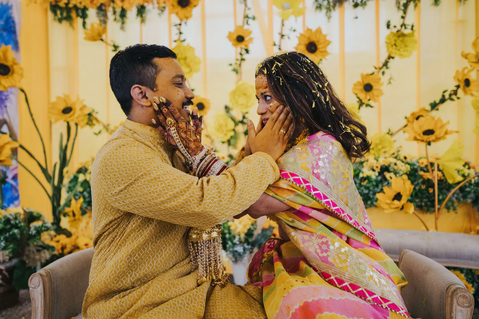 Navankur and Aishwarya photographed together during their haldi