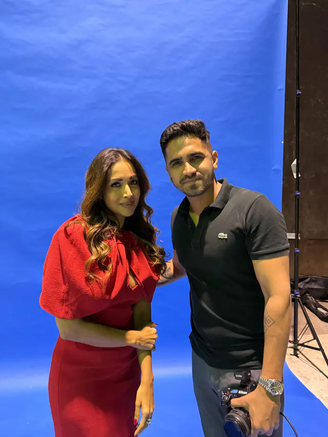 Arshaan Gandhi on set with Malaika Arora