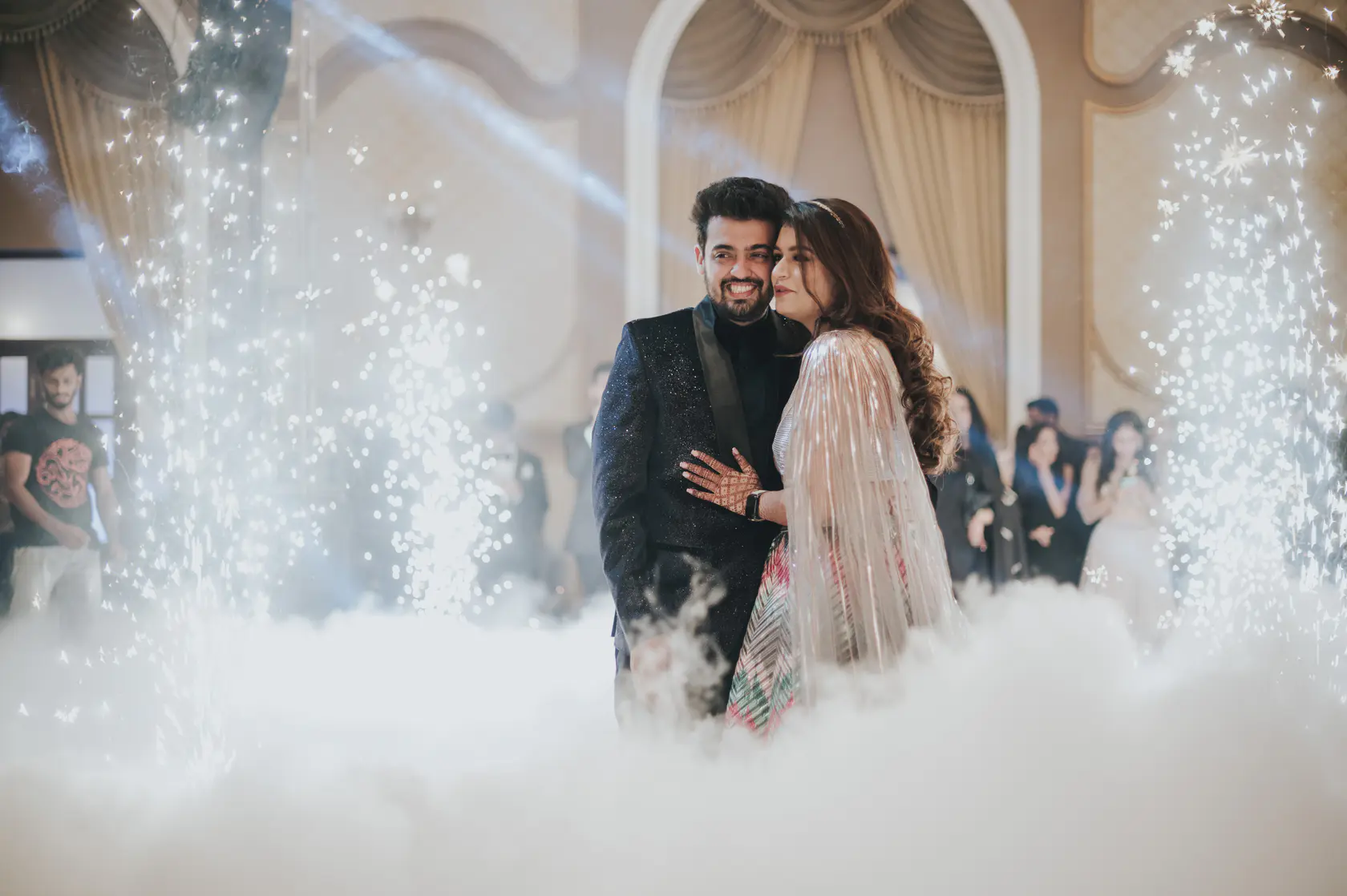 Pearl and Nimish photographed together during their sangeet