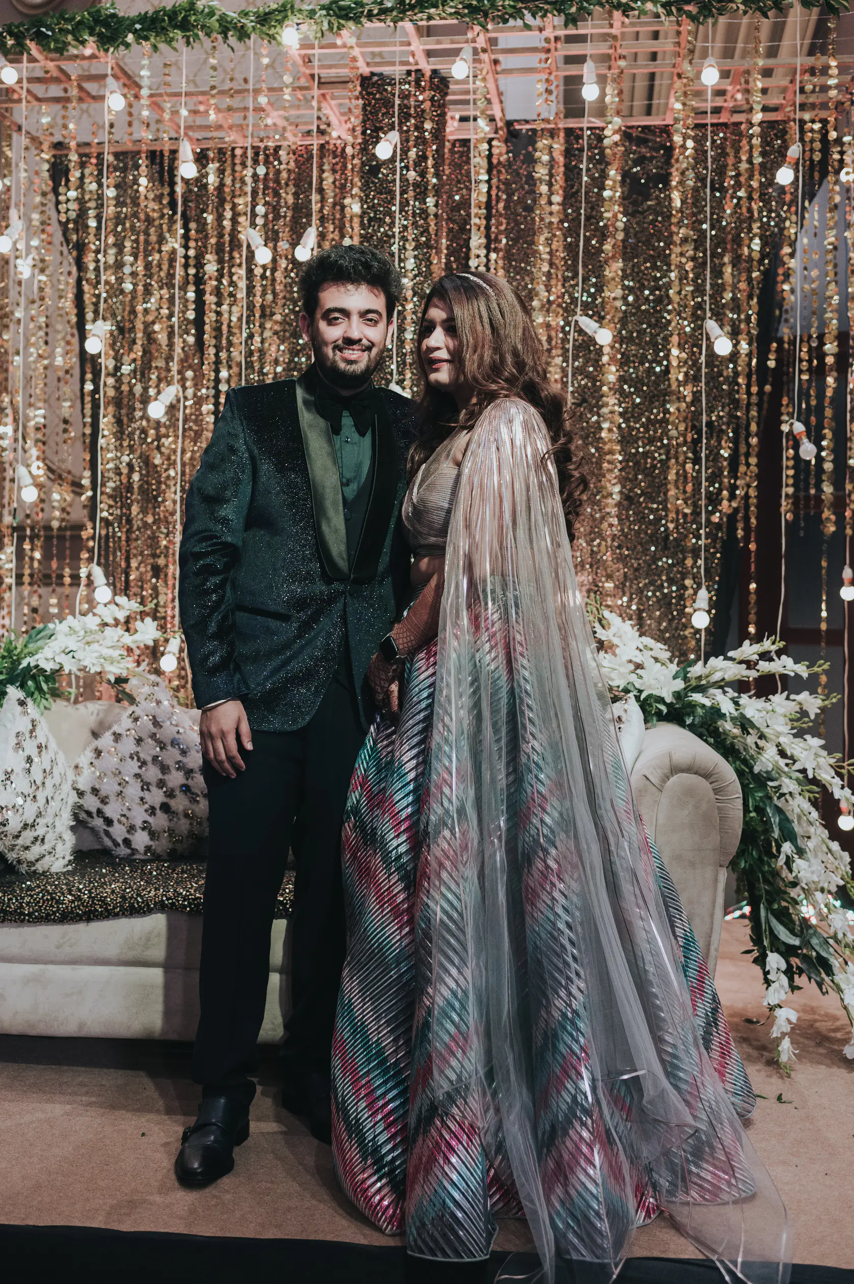 Pearl and Nimish photographed together during their sangeet