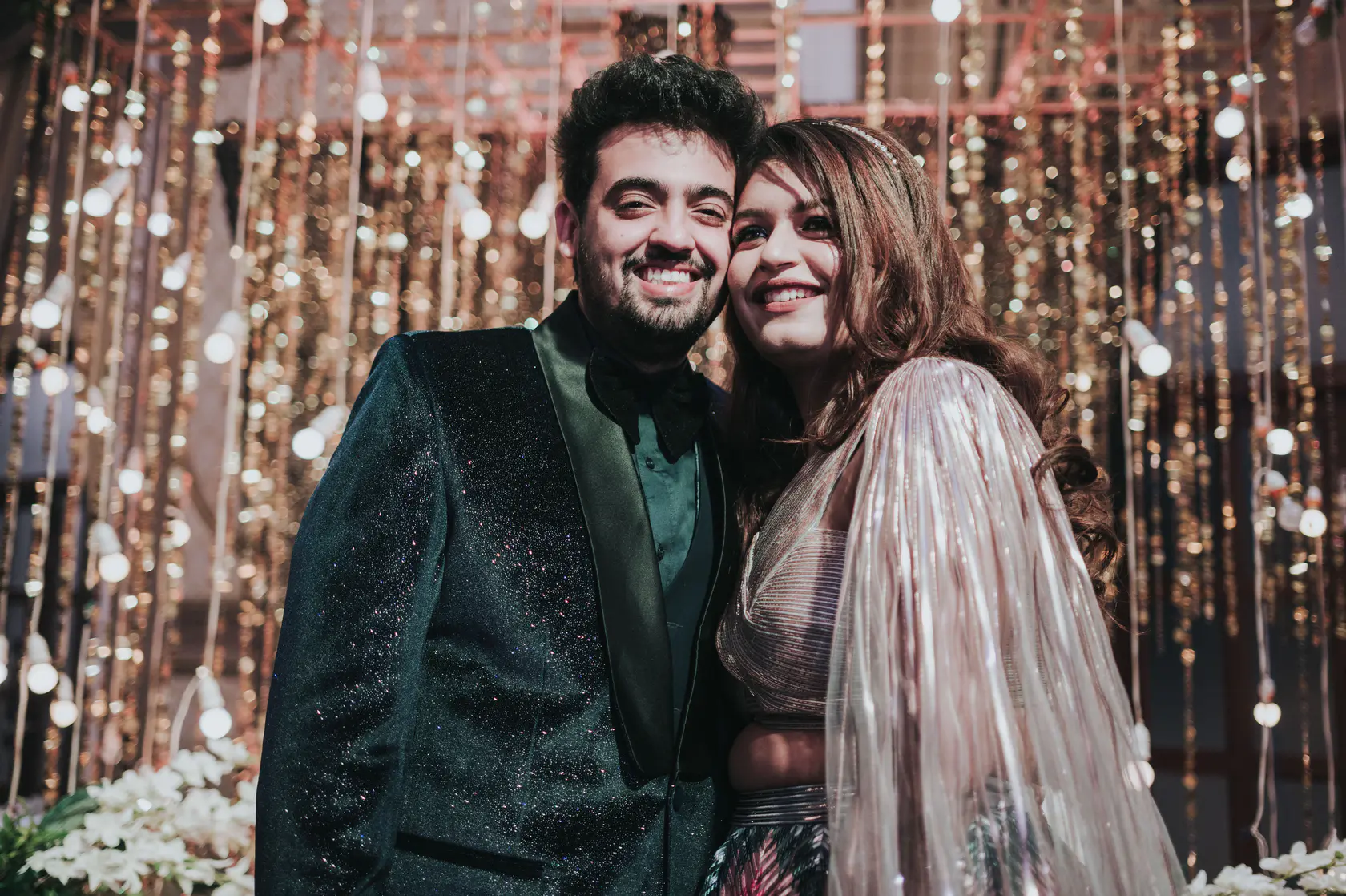 Pearl and Nimish photographed together during their sangeet