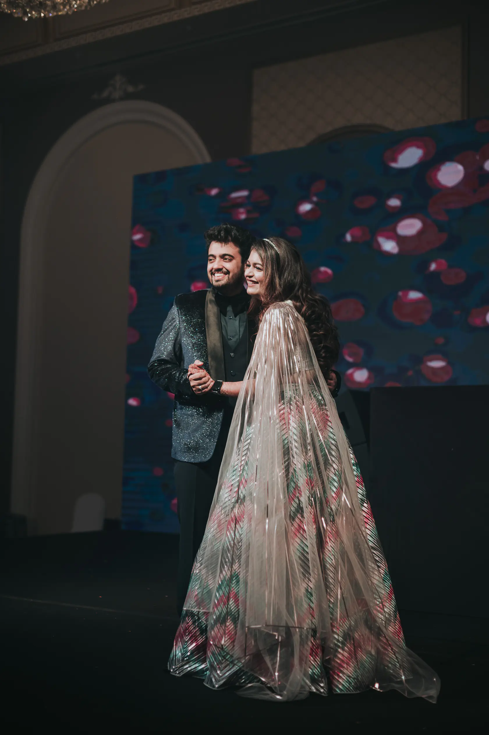 Pearl and Nimish photographed together during their sangeet
