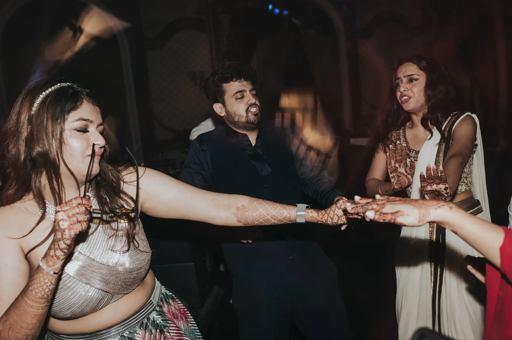 Pearl and Nimish photographed together during their sangeet