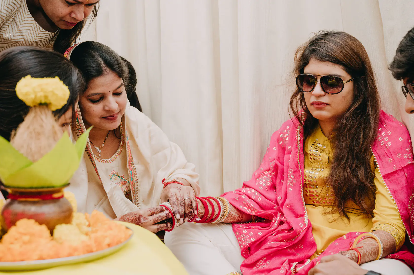 Portrait from Pearl and Nimish's choora ceremony