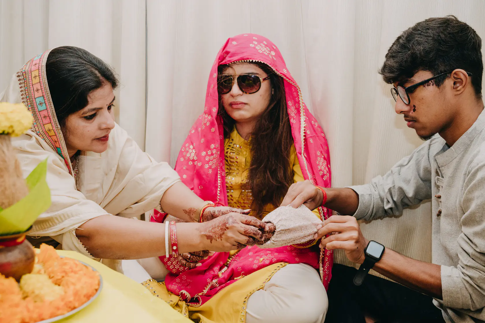 Portrait from Pearl and Nimish's choora ceremony