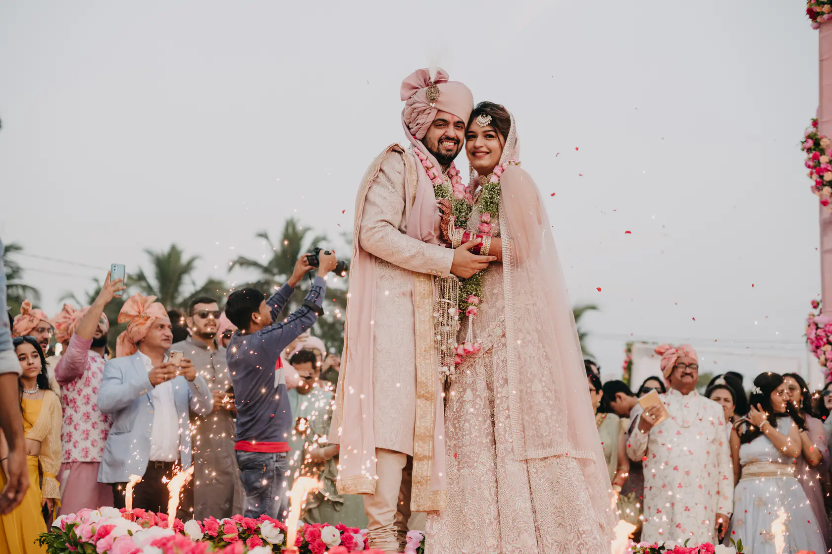 Pearl and Nimish photographed together during their wedding