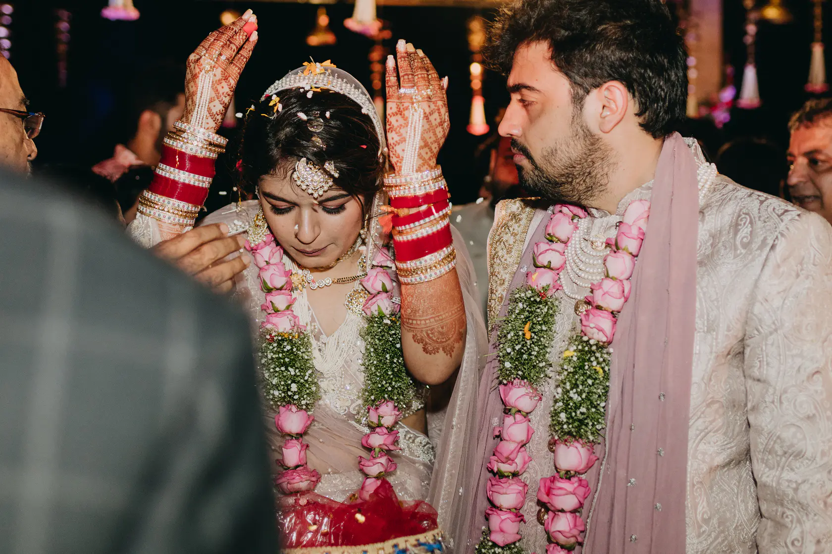 Pearl and Nimish photographed together during their wedding