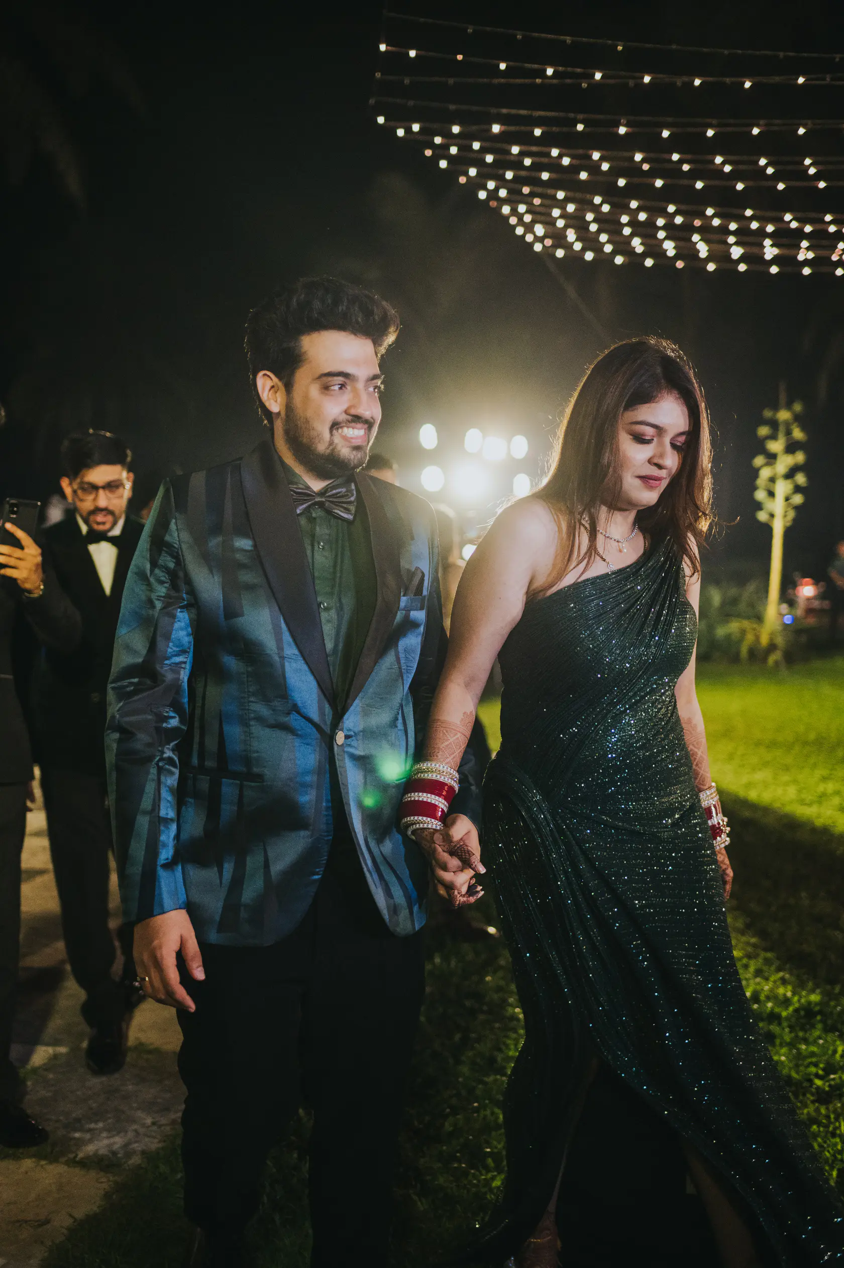 Pearl and Nimish photographed together during their reception