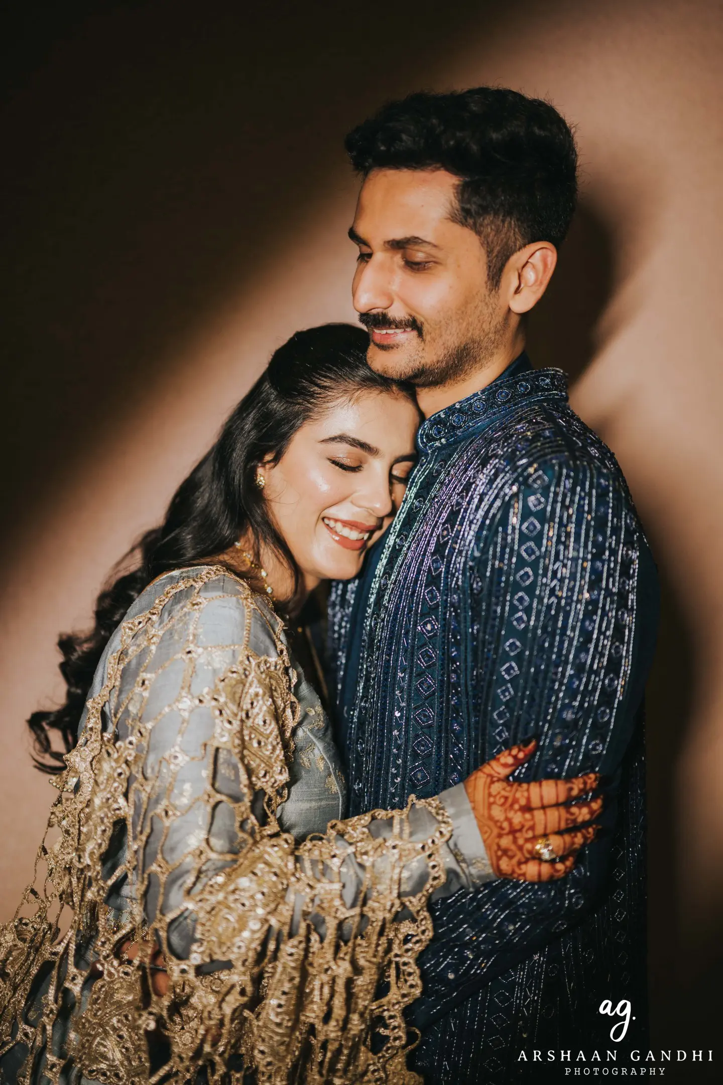 Priyansh and Aditi photographed together during their haldi sangeet