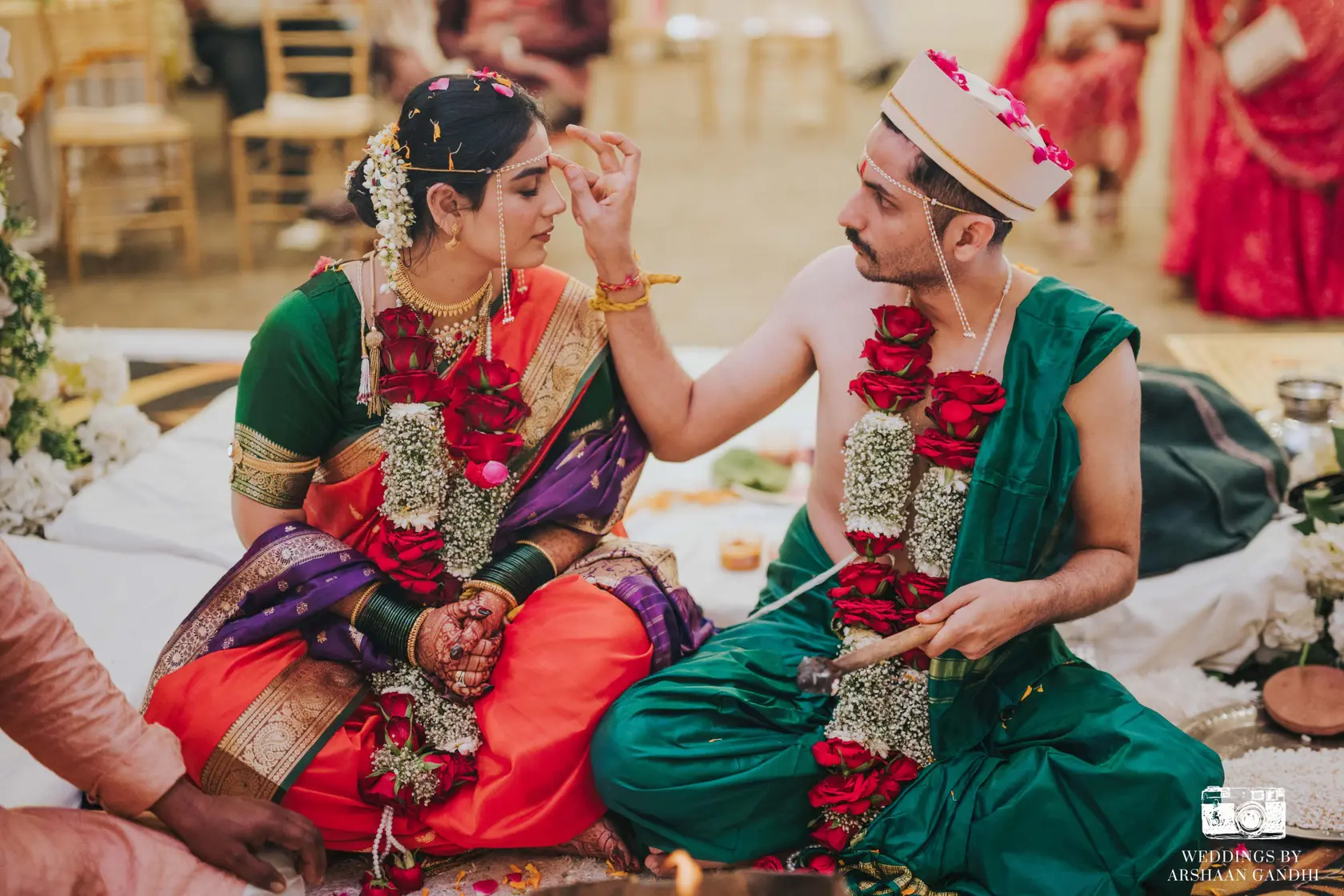 Priyansh and Aditi photographed together during their wedding day