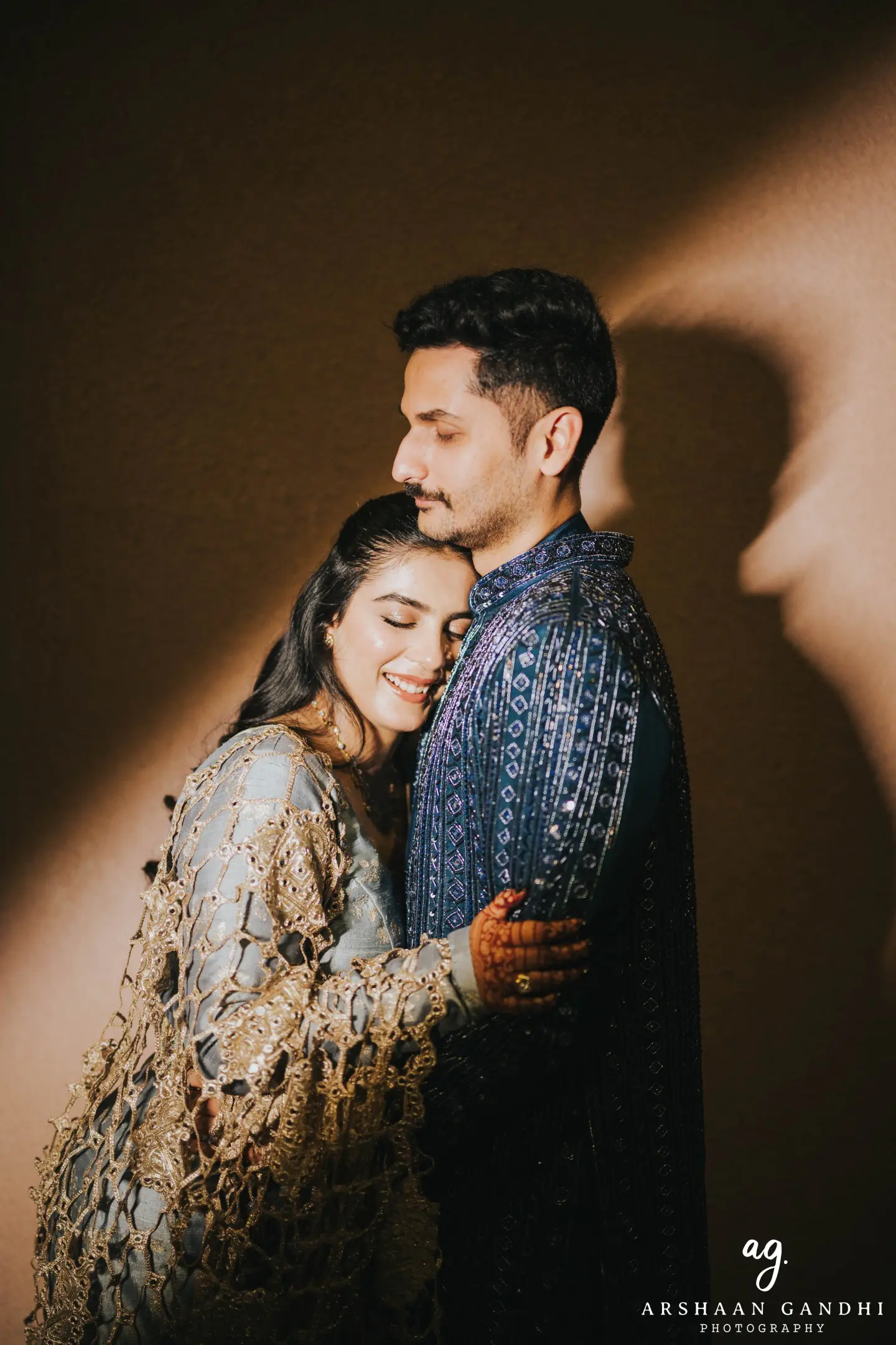 Priyansh and Aditi photographed together during their haldi sangeet