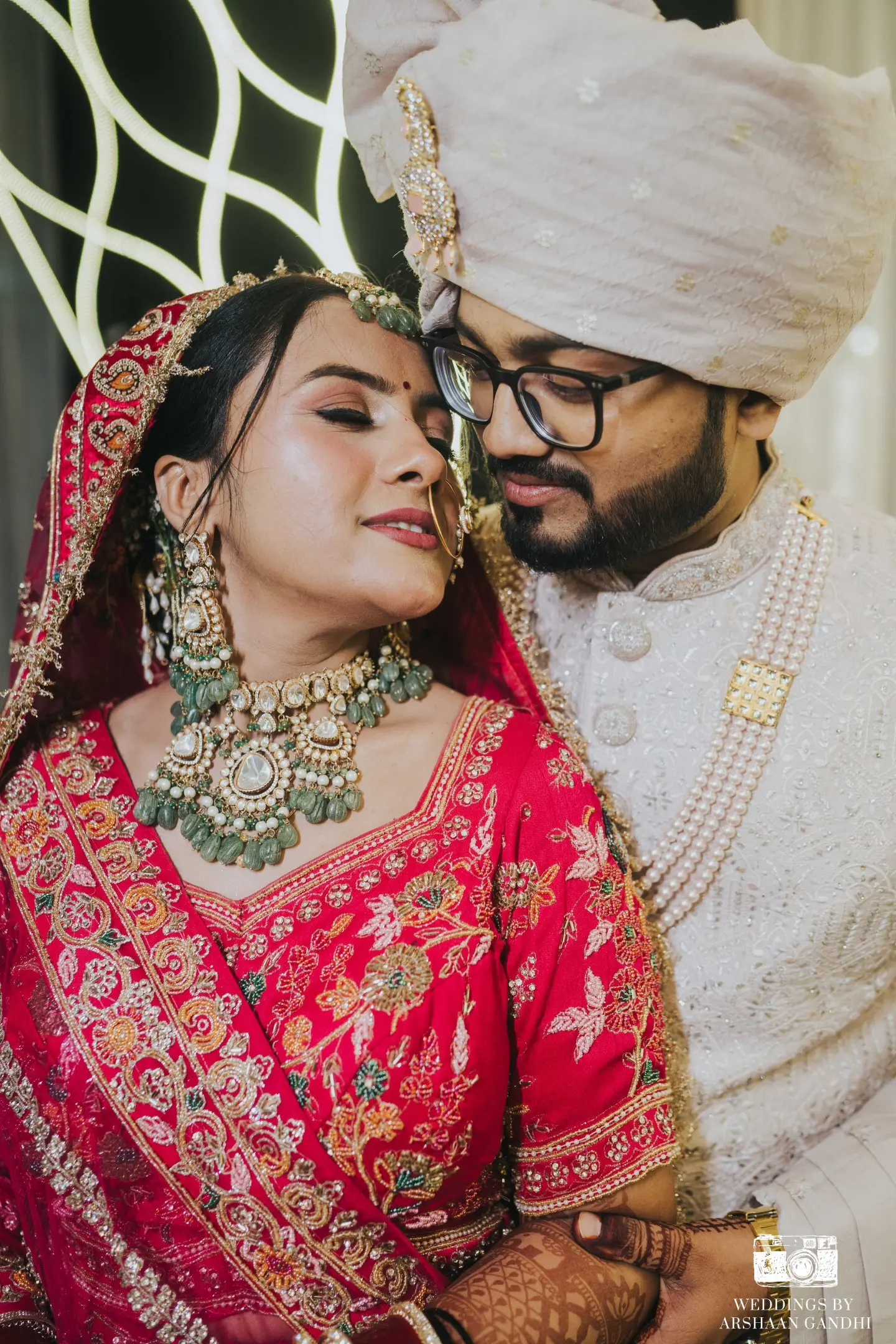Vikas and Sahni photographed together during their reception