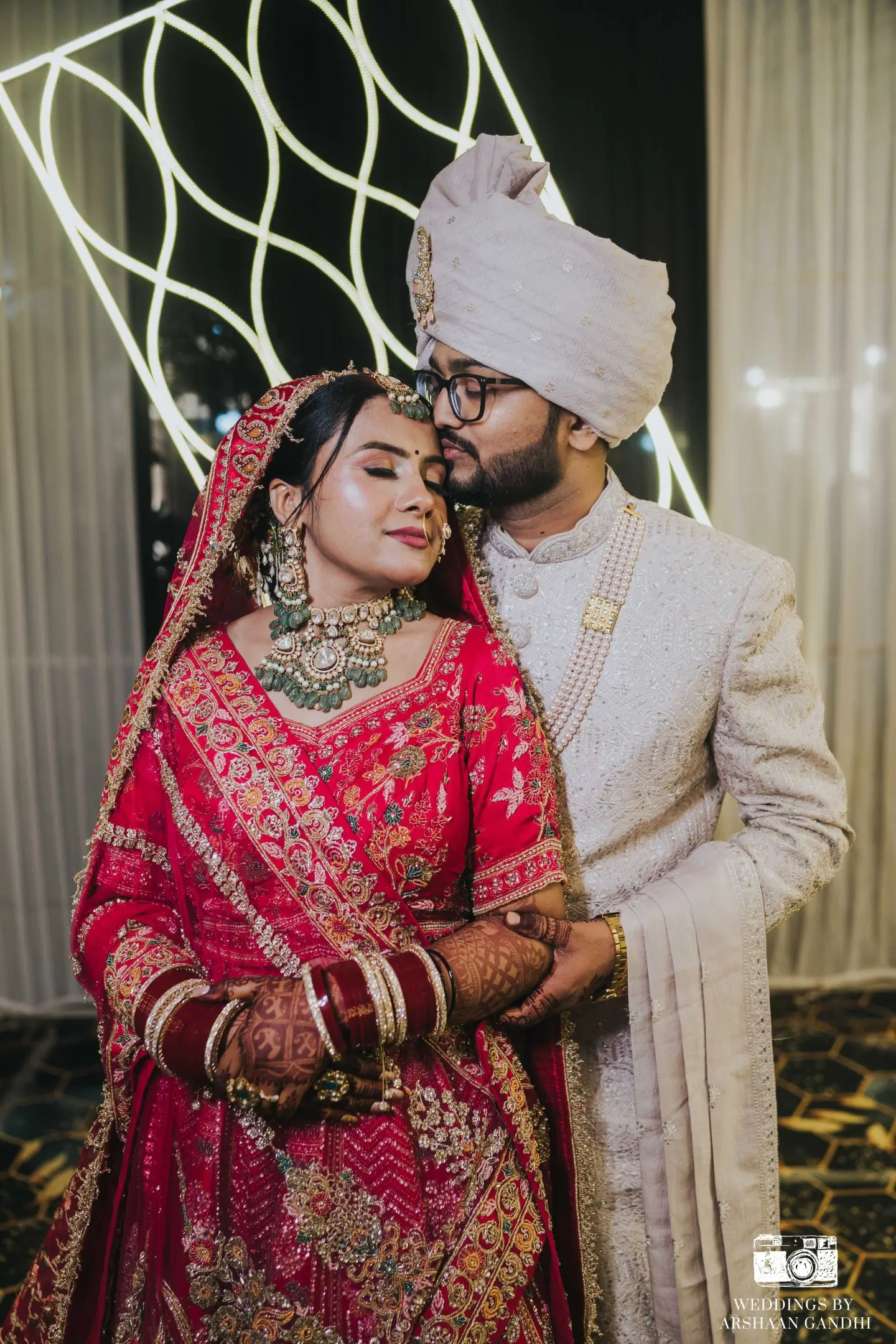 Vikas and Sahni photographed together during their reception