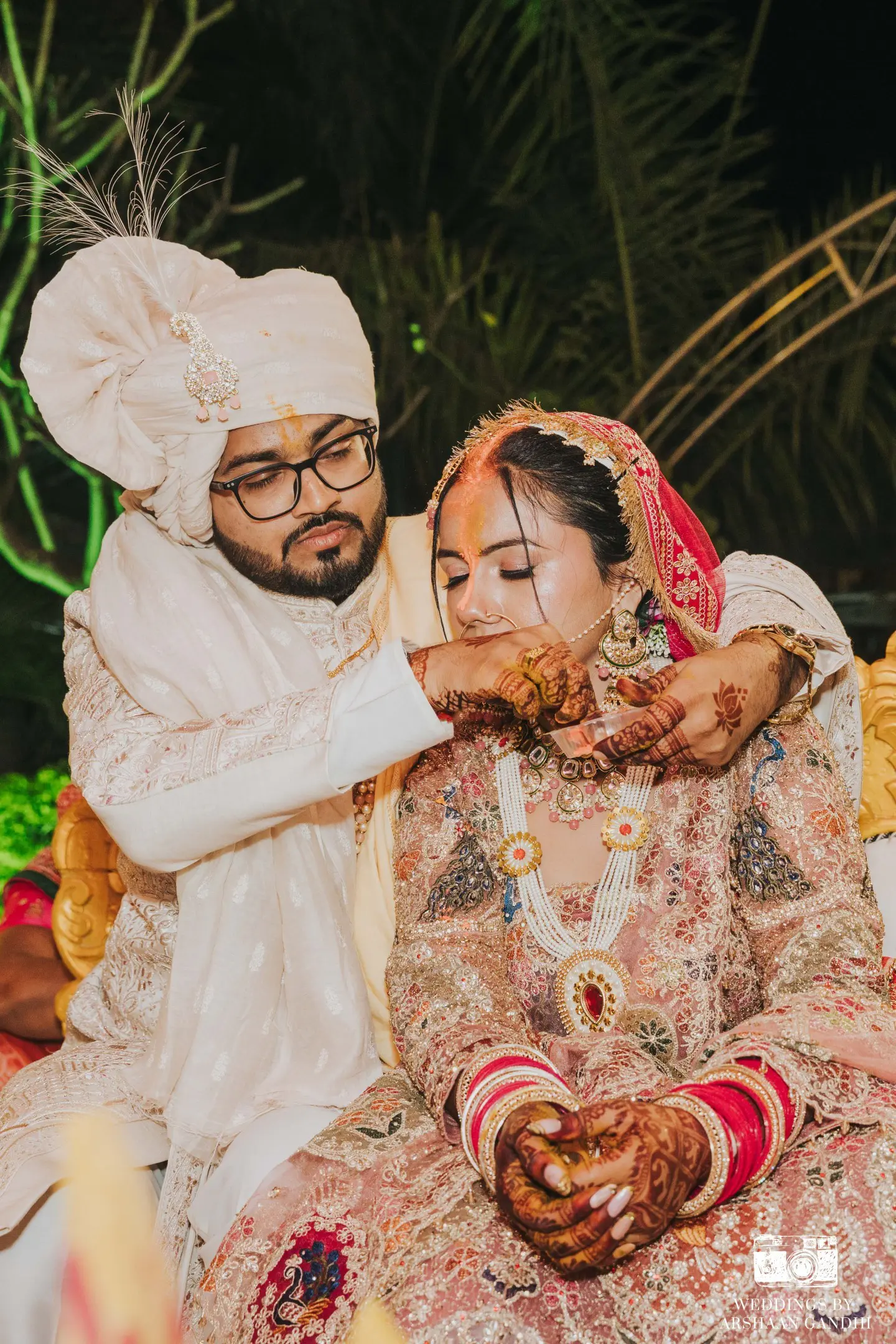 Vikas and Sahni photographed together during their reception