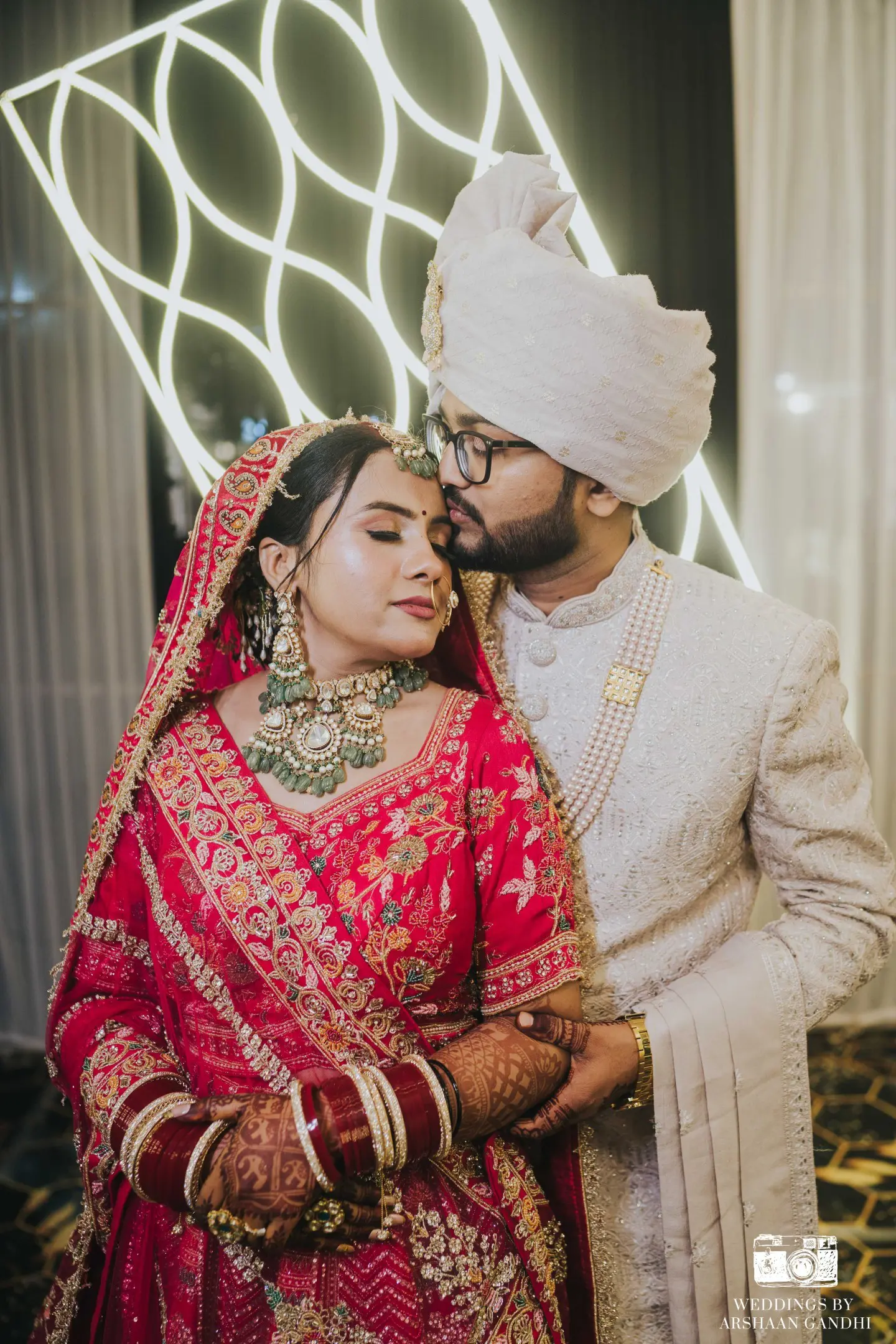 Vikas and Sahni photographed together during their reception