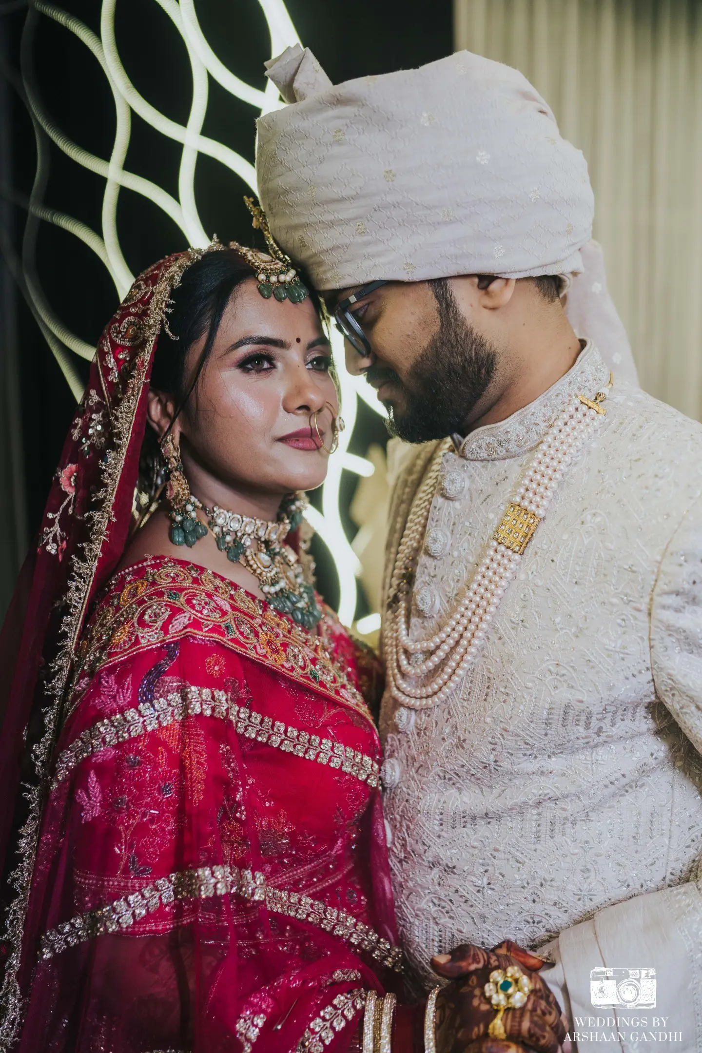 Vikas and Sahni photographed together during their reception