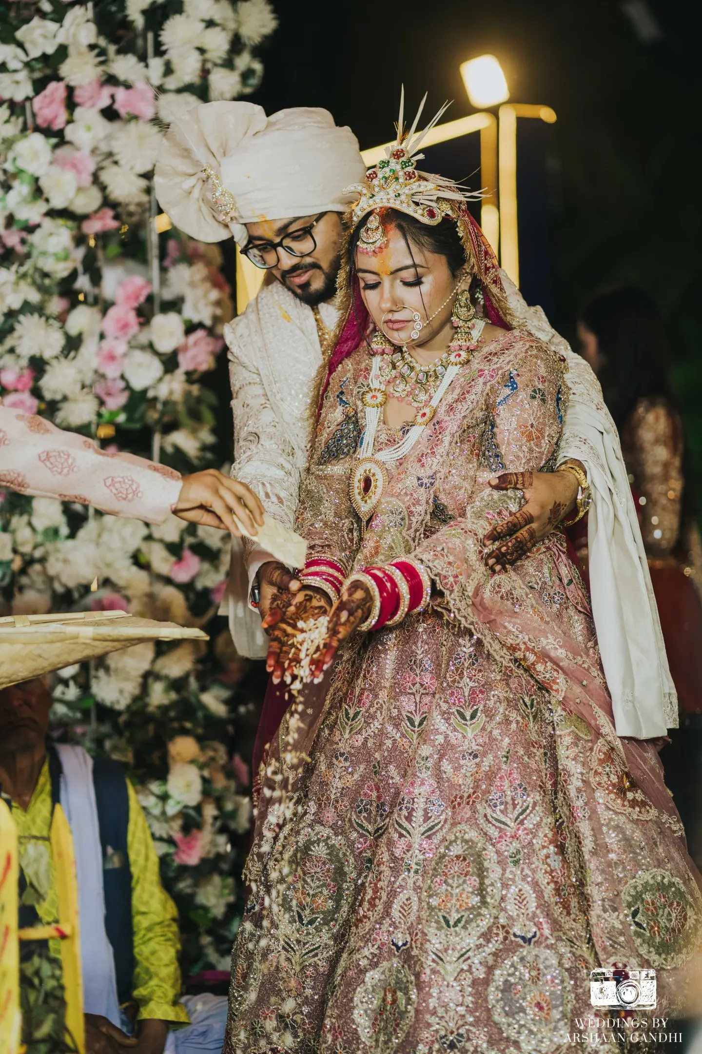 Vikas and Sahni photographed together during their reception