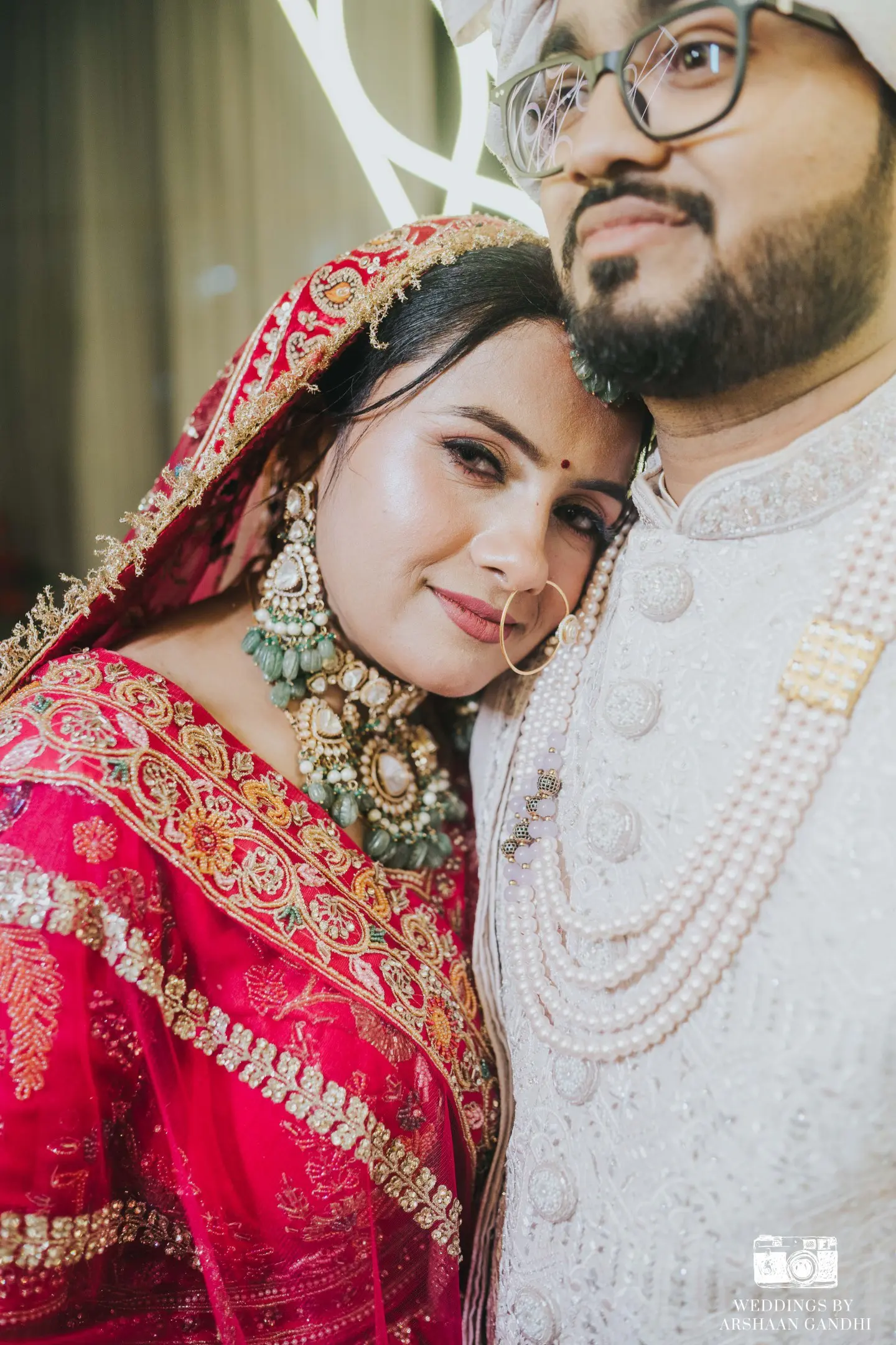 Vikas and Sahni photographed together during their reception