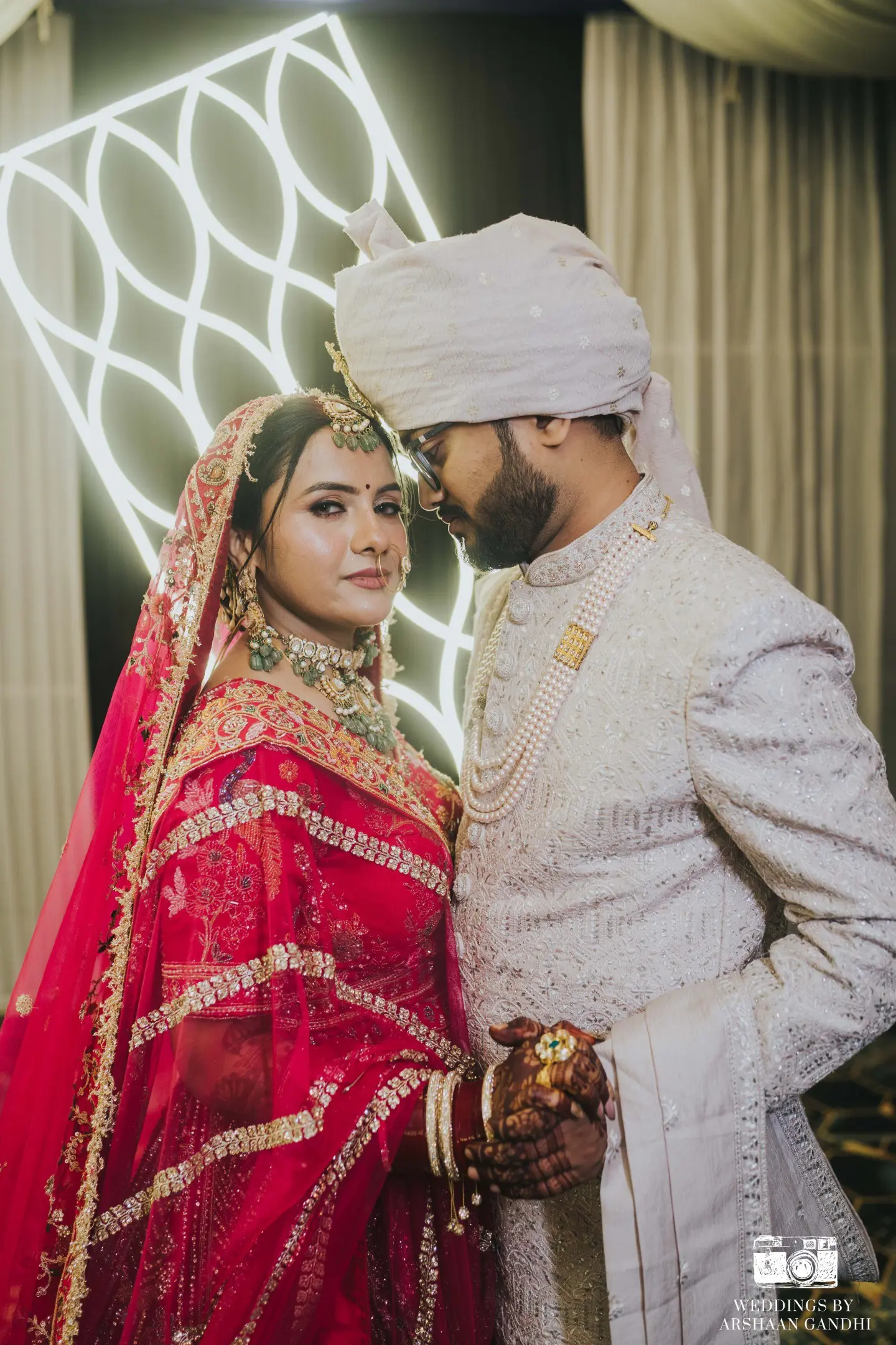 Vikas and Sahni photographed together during their reception