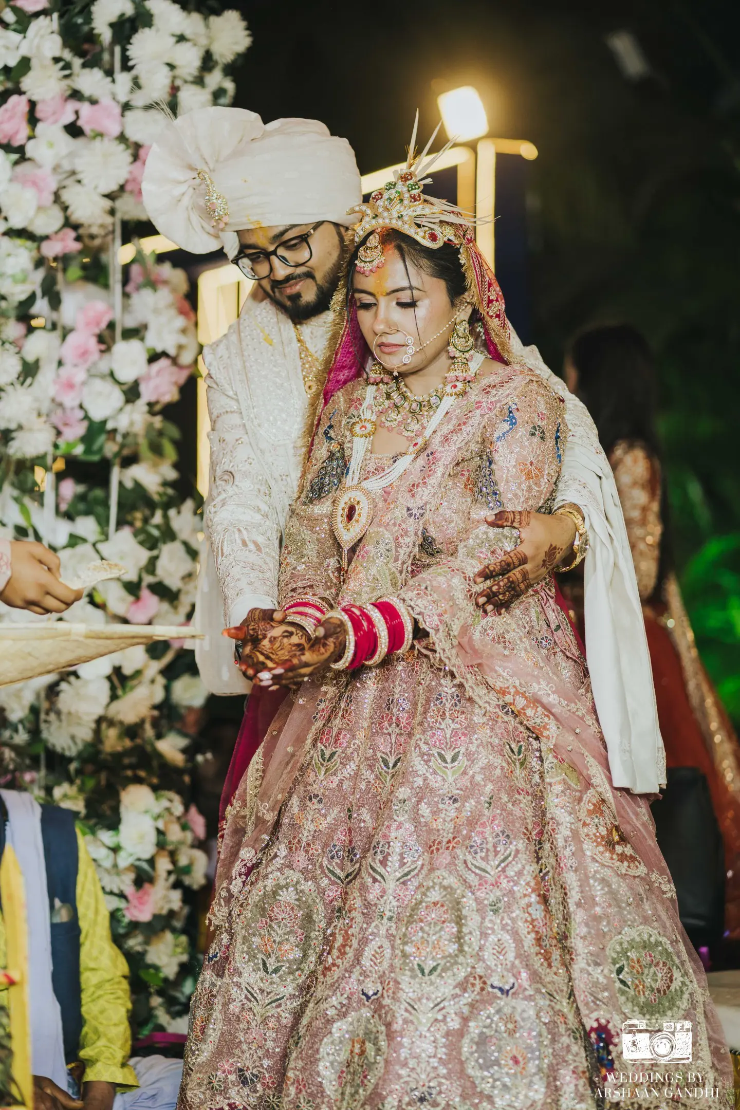 Vikas and Sahni photographed together during their reception