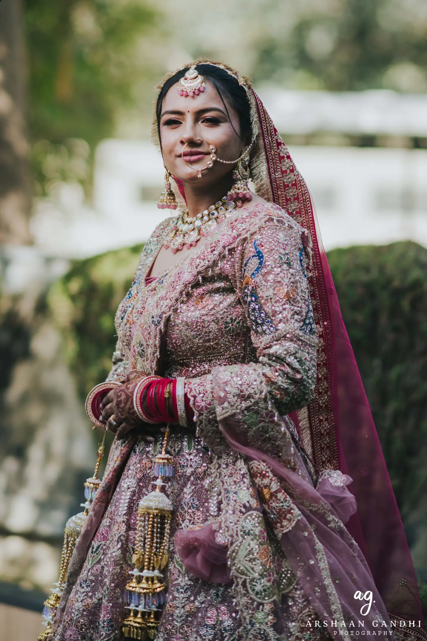 Portrait from Vikas and Sahni's jai mala couple