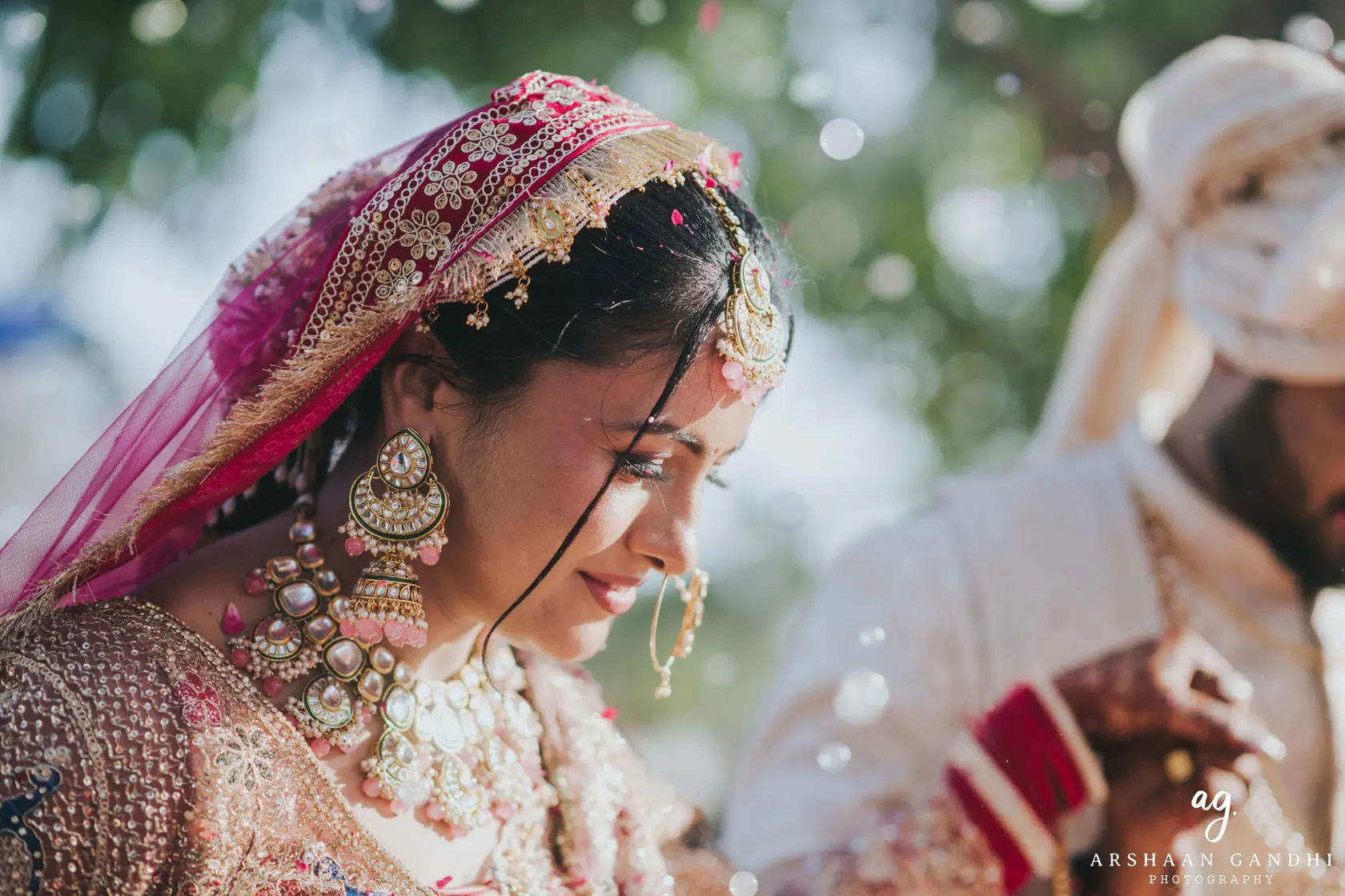 Portrait from Vikas and Sahni's jai mala couple
