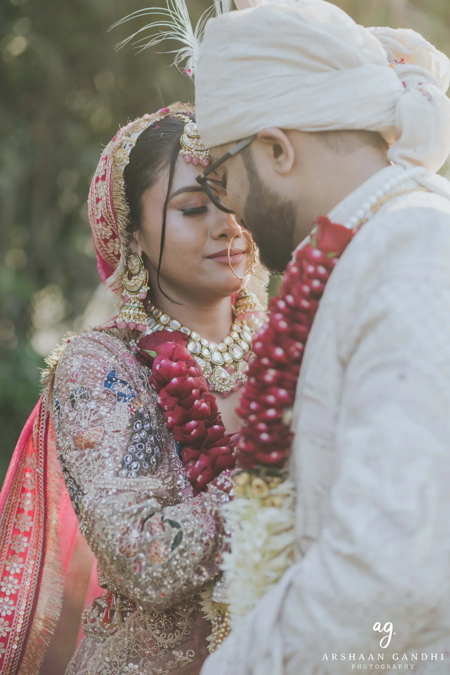 Portrait from Vikas and Sahni's jai mala couple